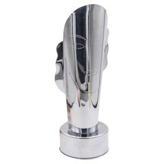 Vintage HELEN DRYDEN 1935 Art Deco Stylized Table Desk Masque Lamp In Chromed Steel