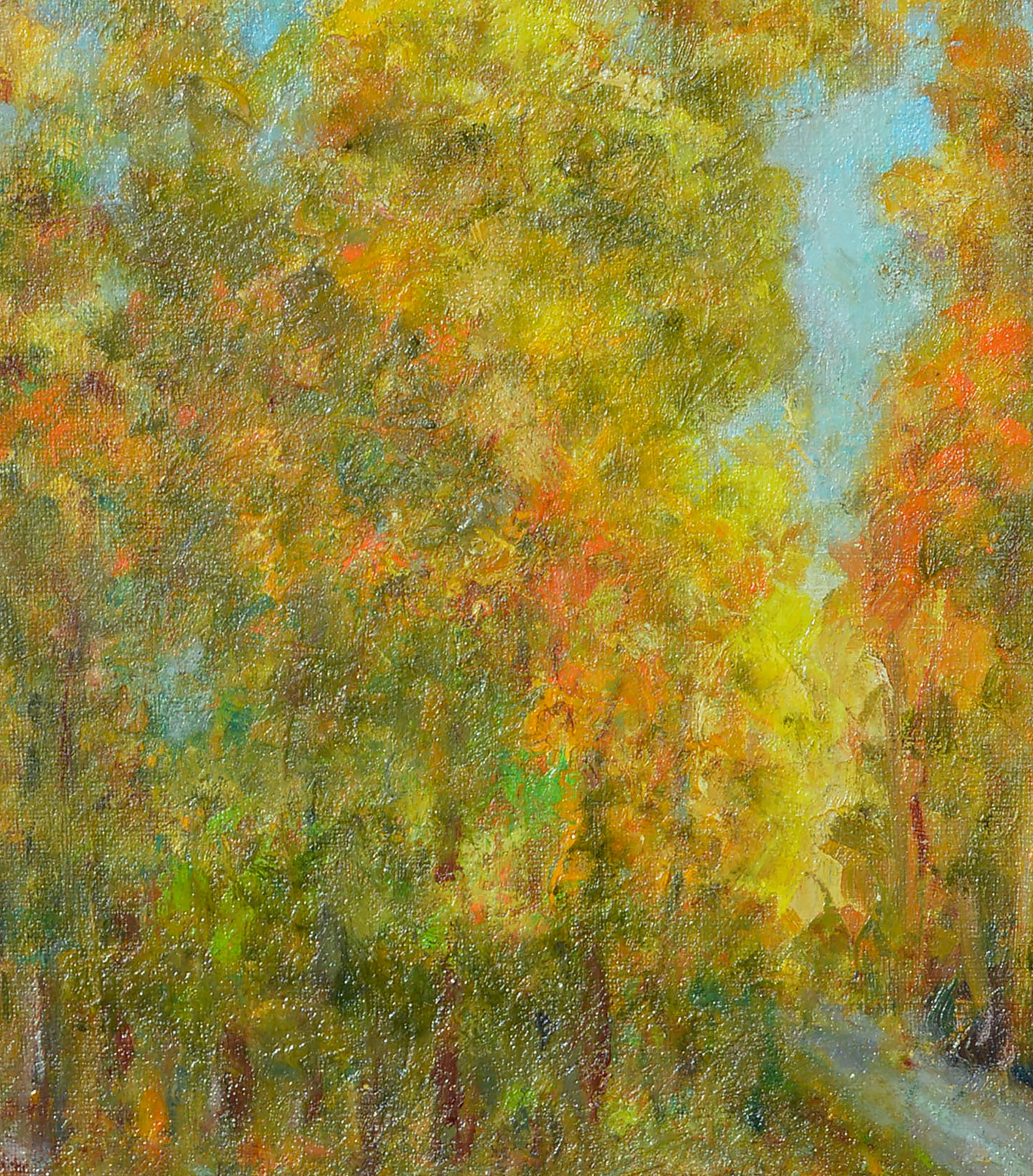 Mid Century Autumn Trees Landschaft  (Amerikanischer Impressionismus), Painting, von Helen Enoch Gleiforst