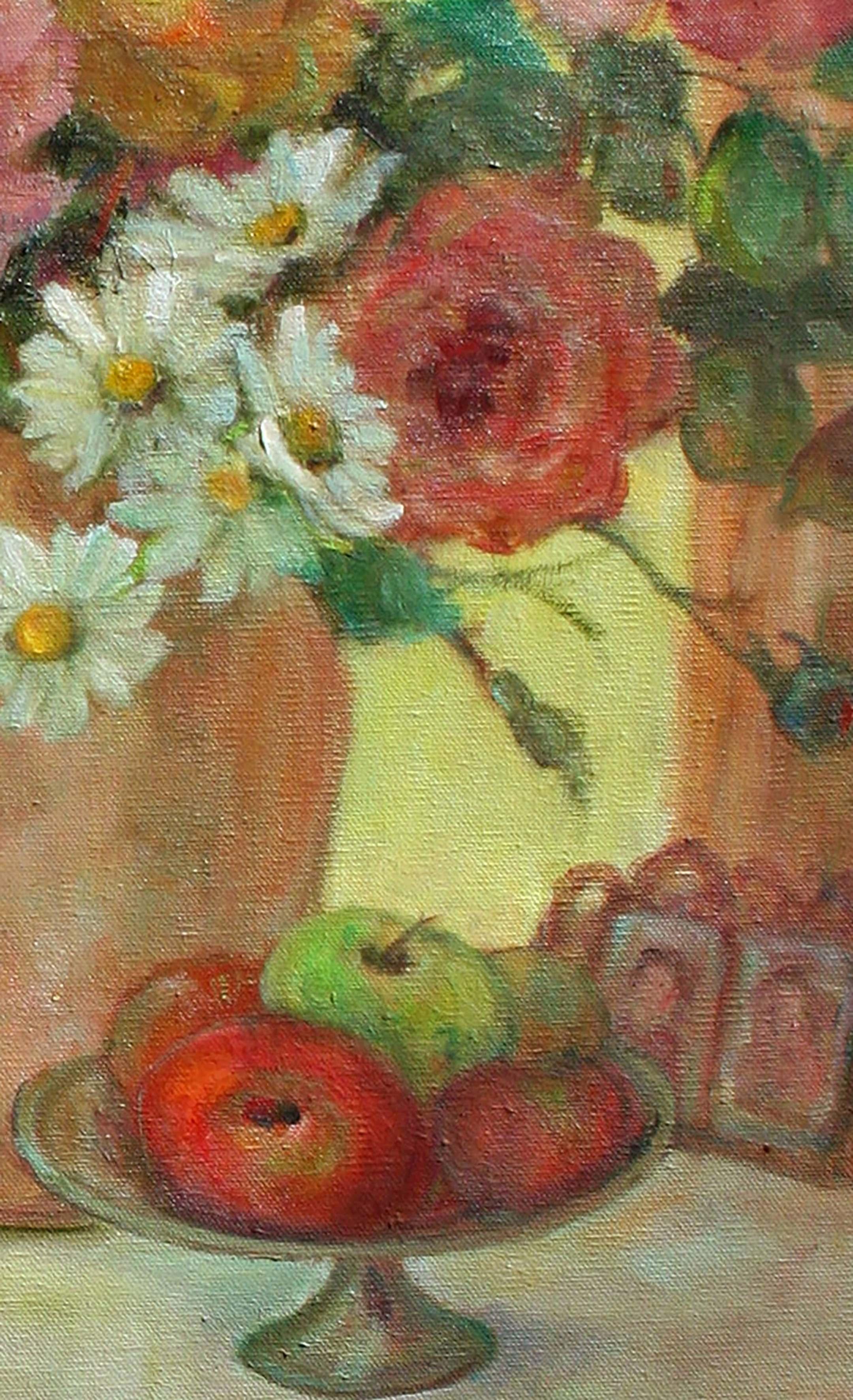 Mid Century Floral Centerpiece Still Life - American Impressionist Painting by Helen Enoch Gleiforst