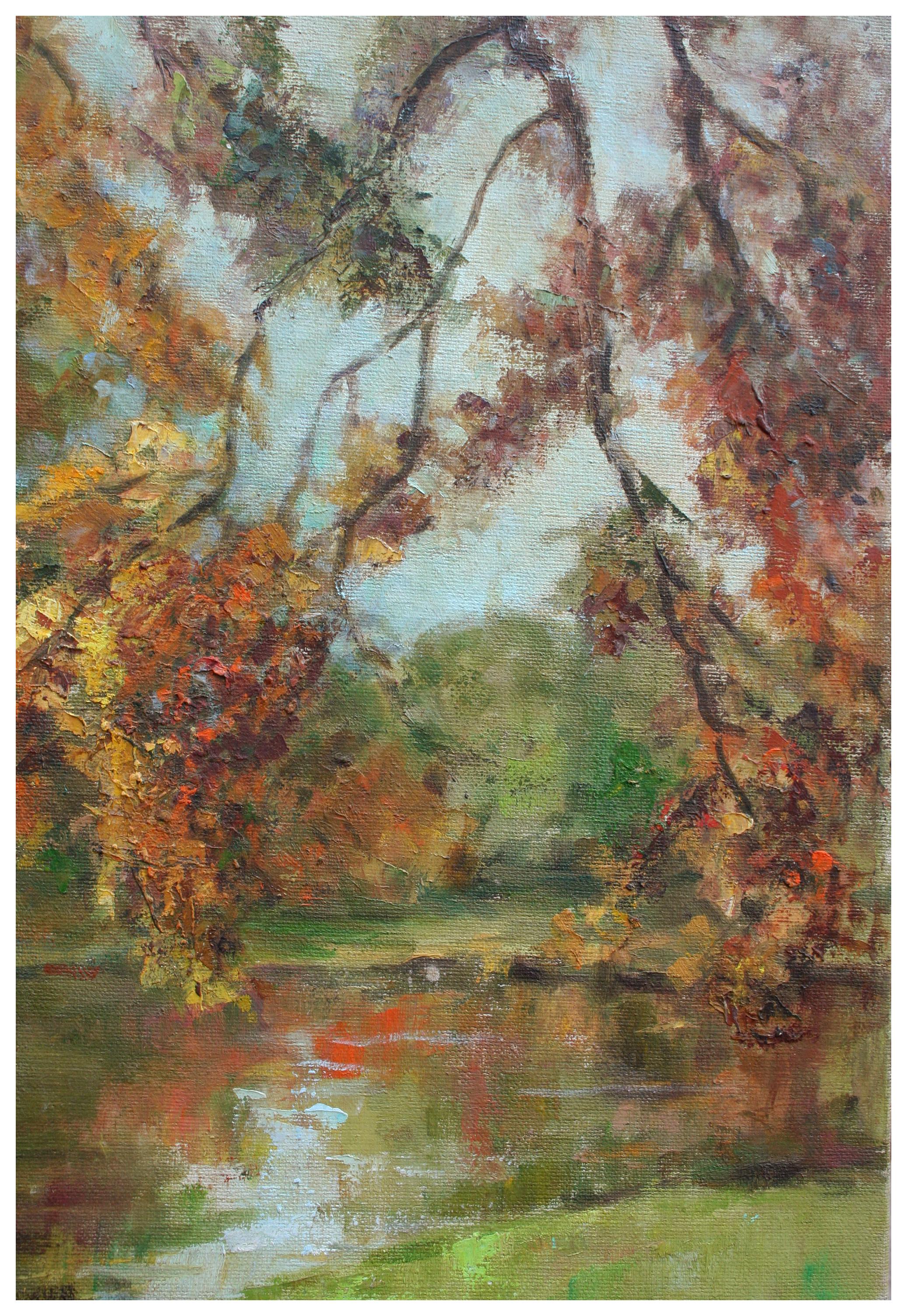 Mid Century Autumn Trees Landscape - Painting by Helen Enoch Gleiforst