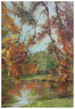 Mid Century Autumn Trees Landscape