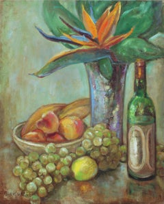 Mid Century Bird of Paradise with Fruit Still-Life