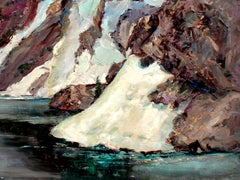 Mid Century High Sierra Mountain Lake Landscape