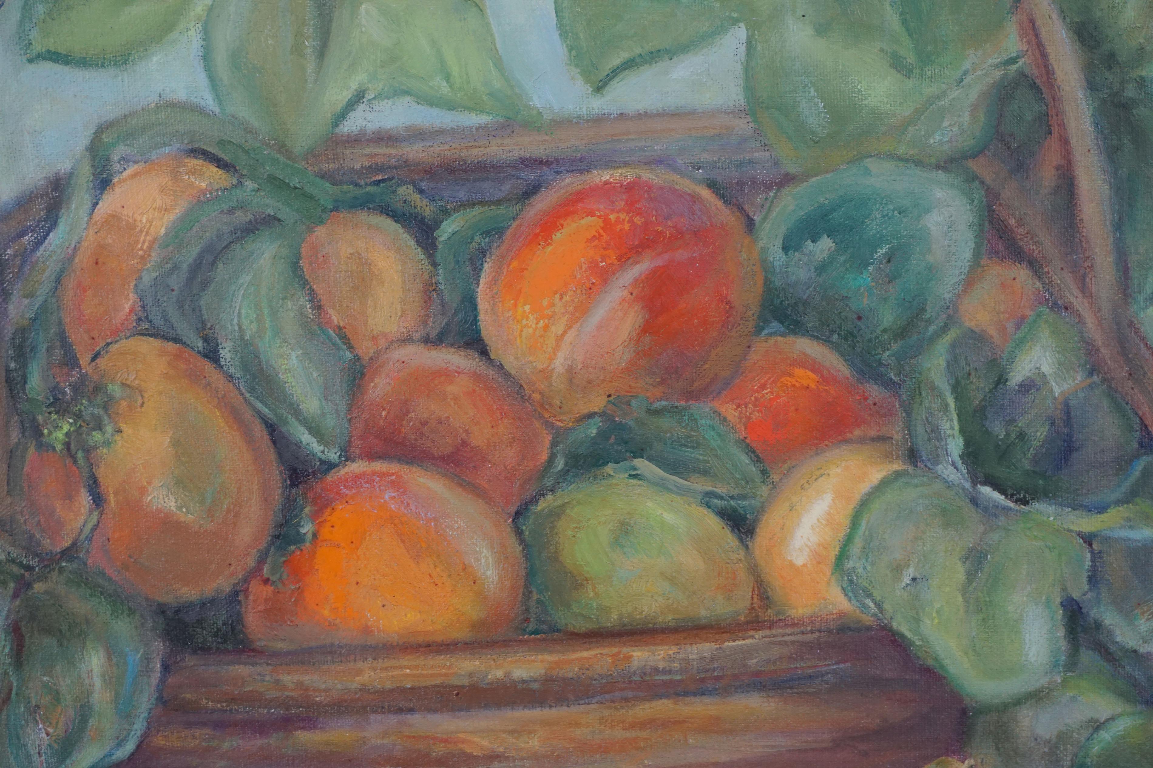 still life with peaches and pears