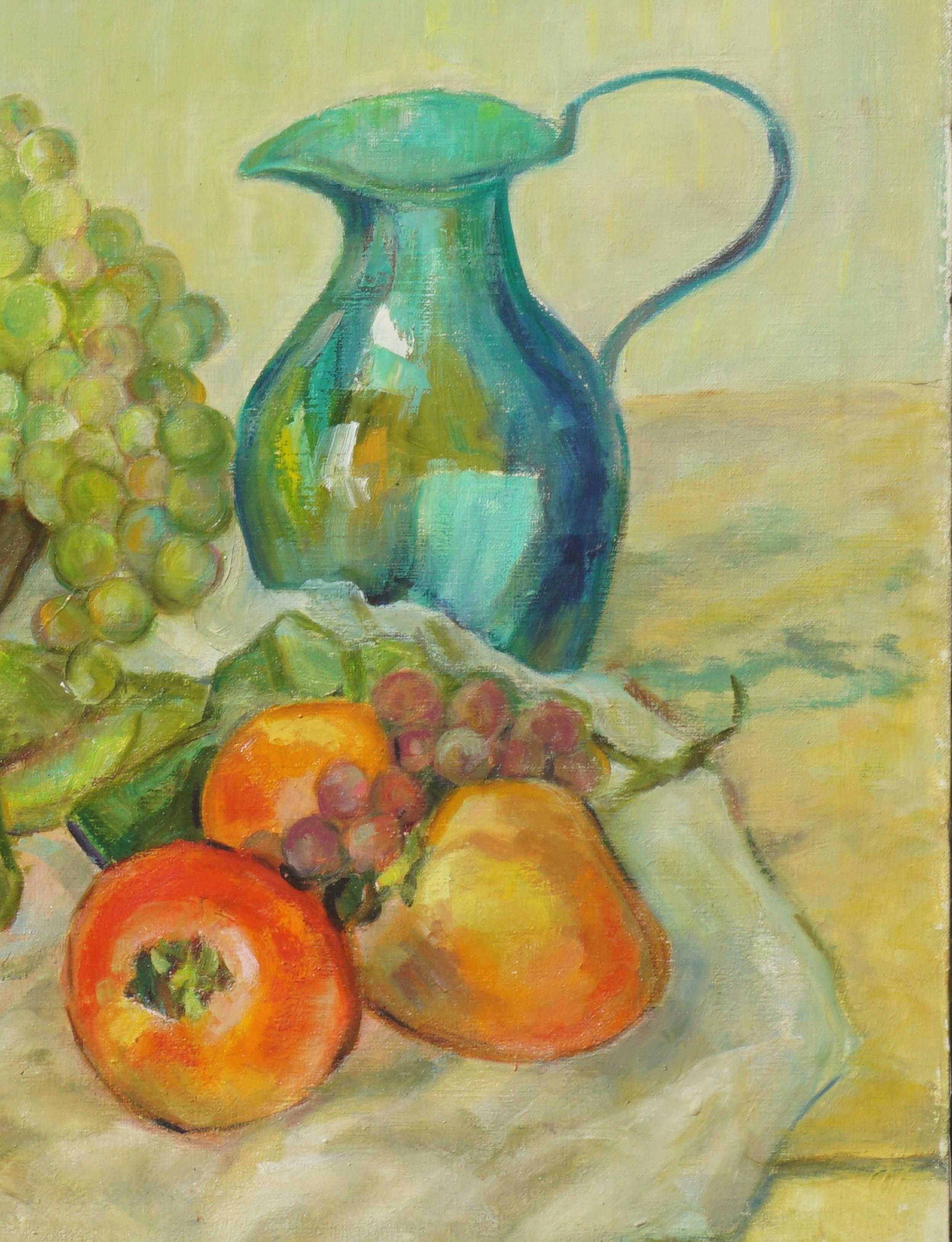 still life pitcher and fruit