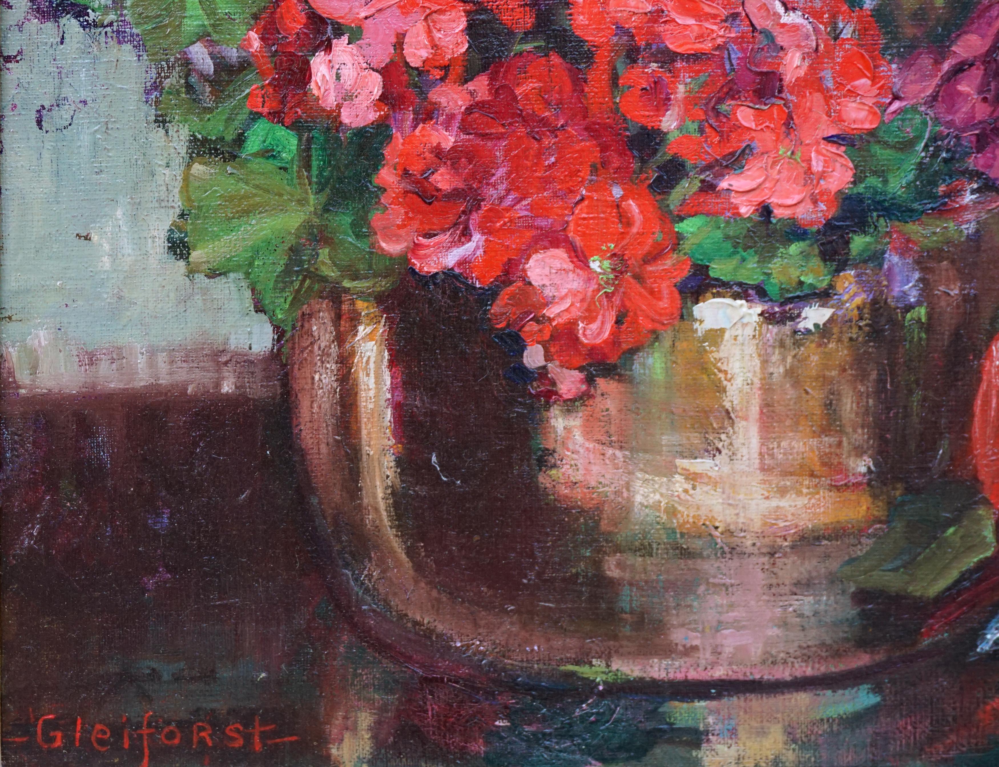 paintings of geraniums in pots