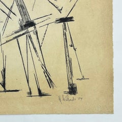 Helen Escobedo Mexicaine 2004 gravure originale signée de musiciens abstrait