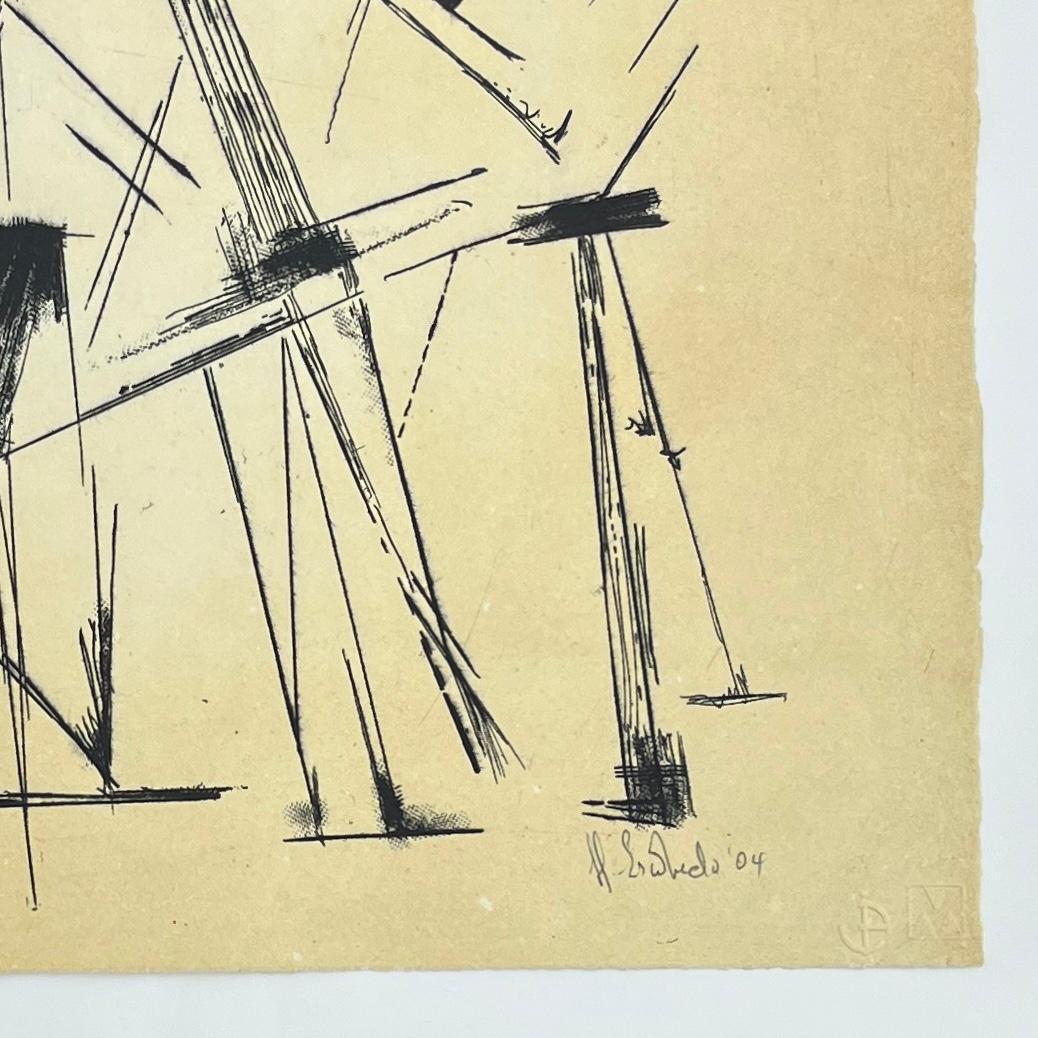 Helen Escobedo, artiste mexicaine, gravure originale signée musiciens abstraite - Print de Helen ESCOBEDO