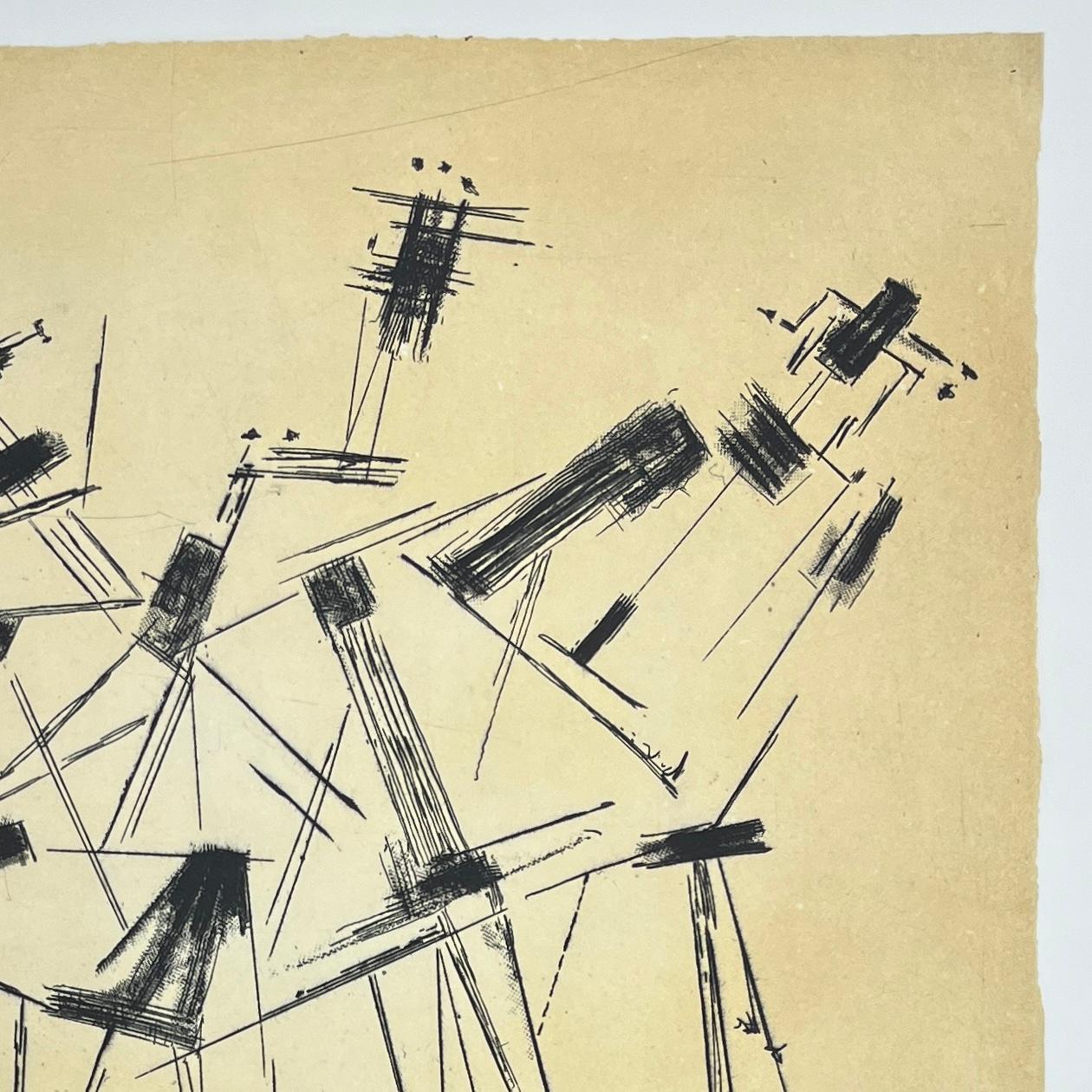 Helen Escobedo, artiste mexicaine, gravure originale signée musiciens abstraite 1