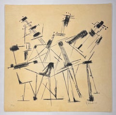 Helen Escobedo Mexican woman artist original signed engraving musicians abstract