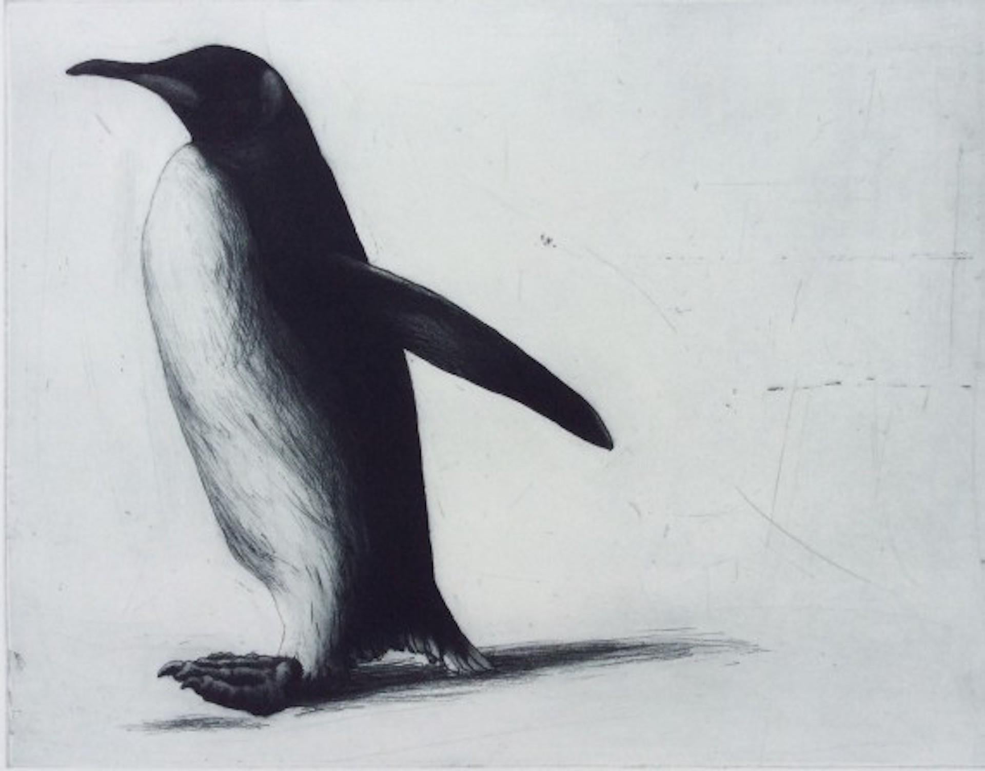 Still-Life Print de Helen Fay - Adelante!, Arte de pingüinos, Arte contemporáneo monocromo de animales, Arte en blanco y negro