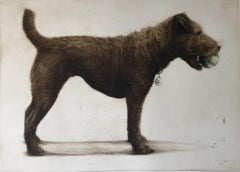 Izzy con la sua palla, Arte del cane, Arte accessibile, Stampa animale contemporanea