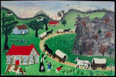 American Folk Art "Dreams of Old Pioneers" Painting by Helen Foy