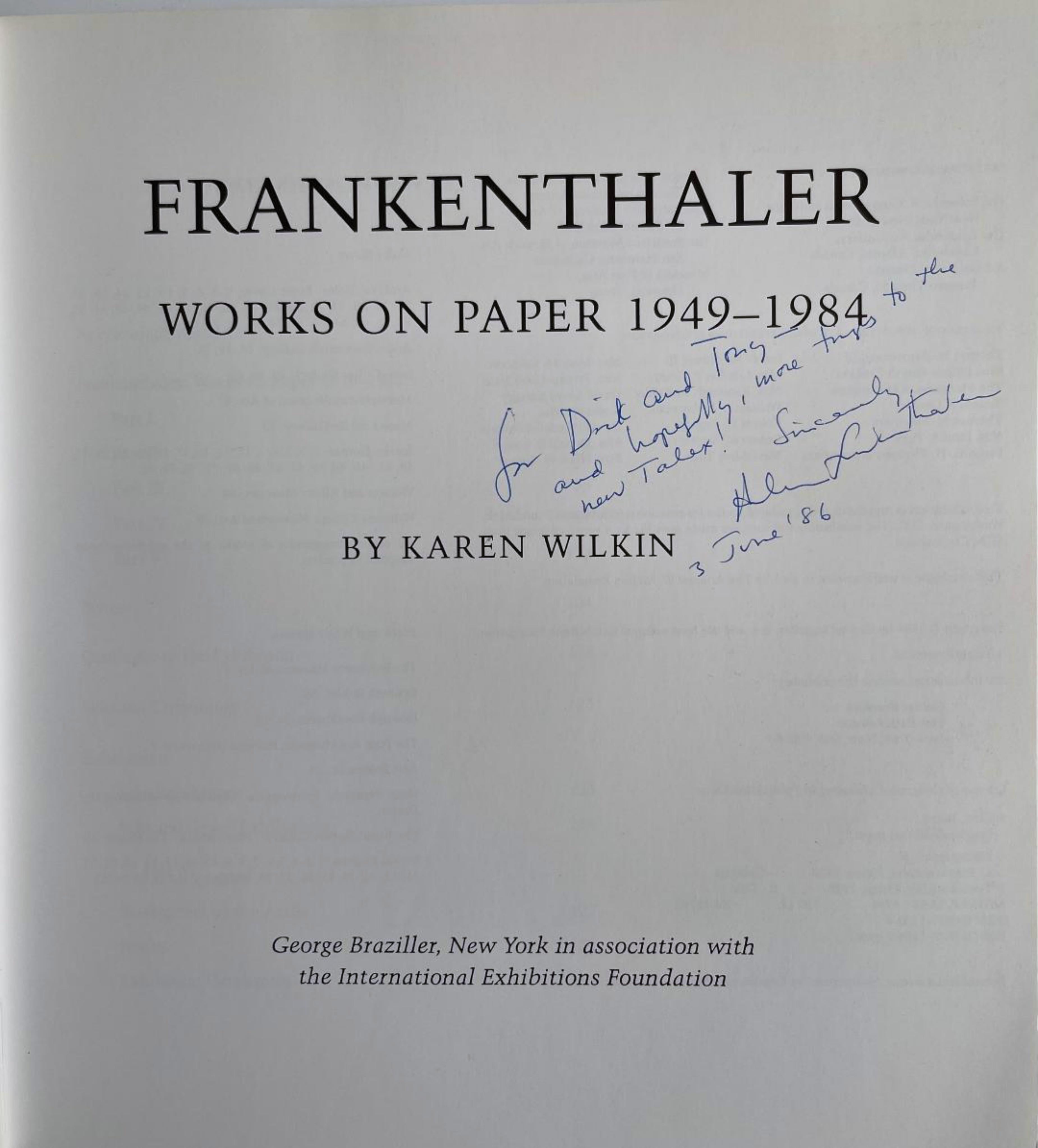 Libro: Obras sobre papel 1949-1984 (Firmado a mano e inscrito por Helen Frankenthaler) en venta 5