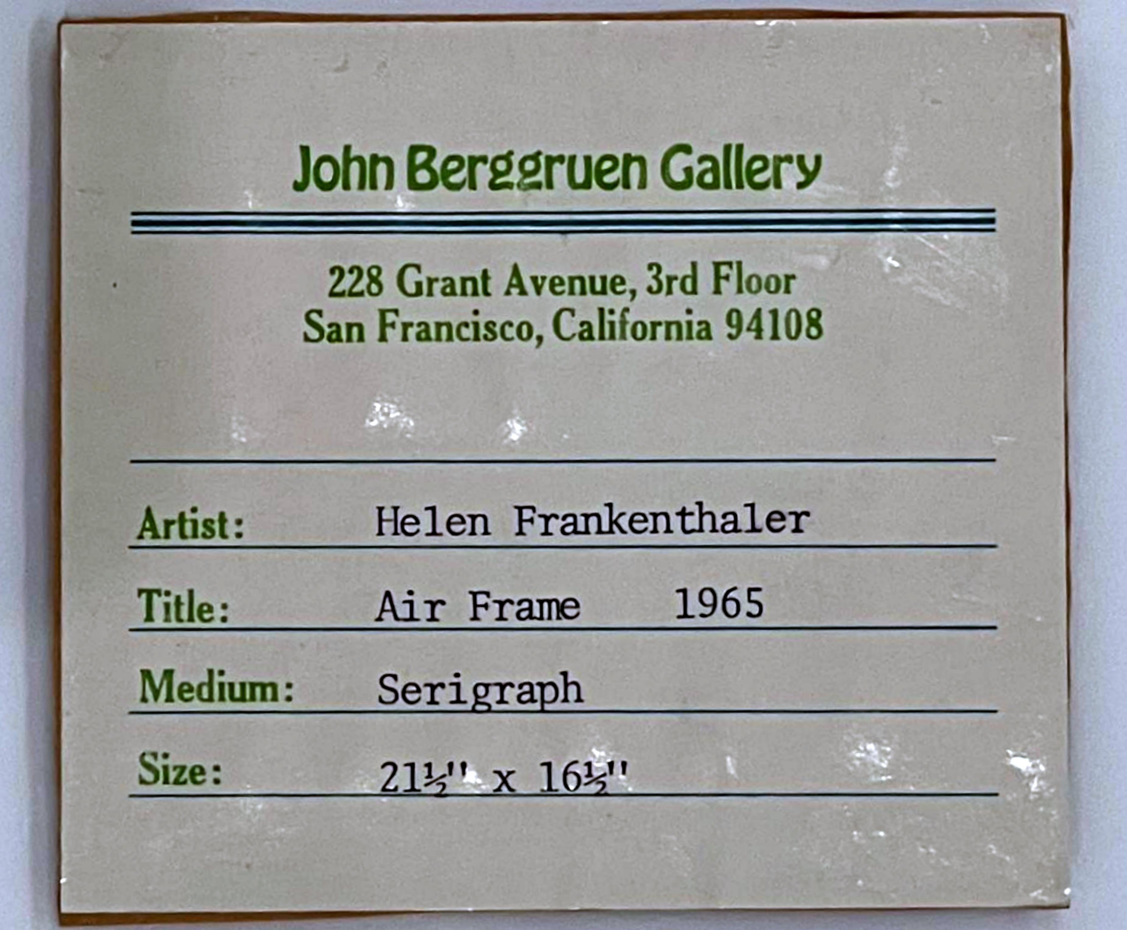 Helen Frankenthaler, Air Frame (Harrison 6) la sua prima serigrafia Firmata AP 1965 in vendita 2