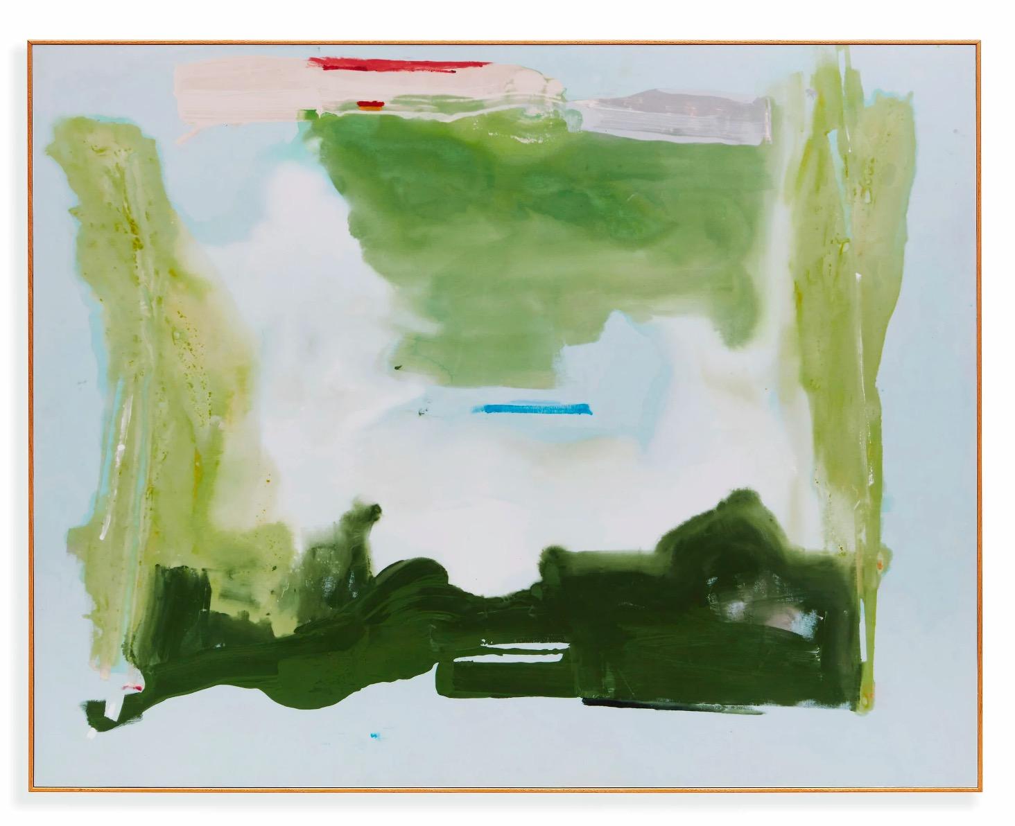 This print features a reproduction of Lush Spring (1975) by Helen Frankenthaler. It’s mounted and laminated for protection from dust and UV rays, and floated in a hand-stained, natural, 2"-deep frame made from ash wood grown in sustainable forests.