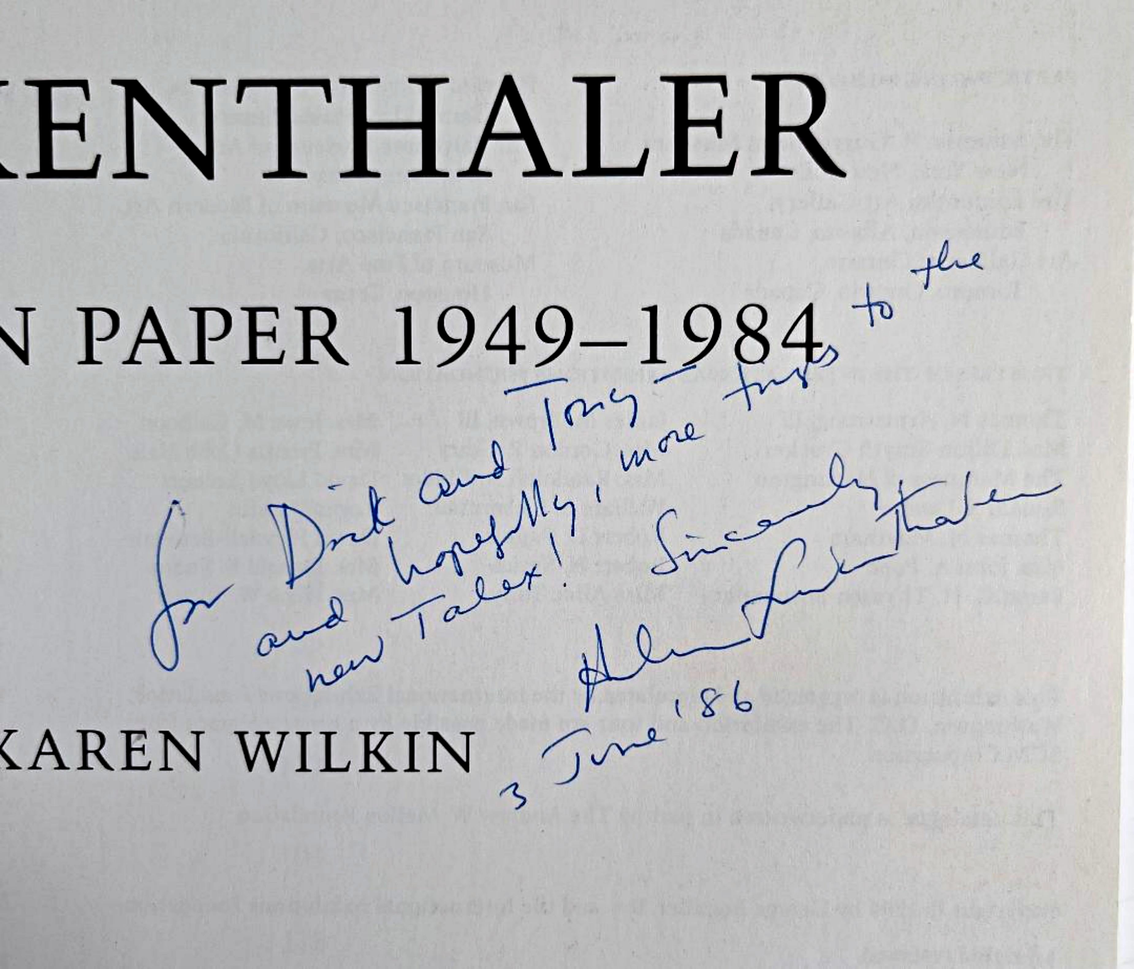 Book: Works on Paper 1949-1984 (Hand signed & inscribed by Helen Frankenthaler) For Sale 1