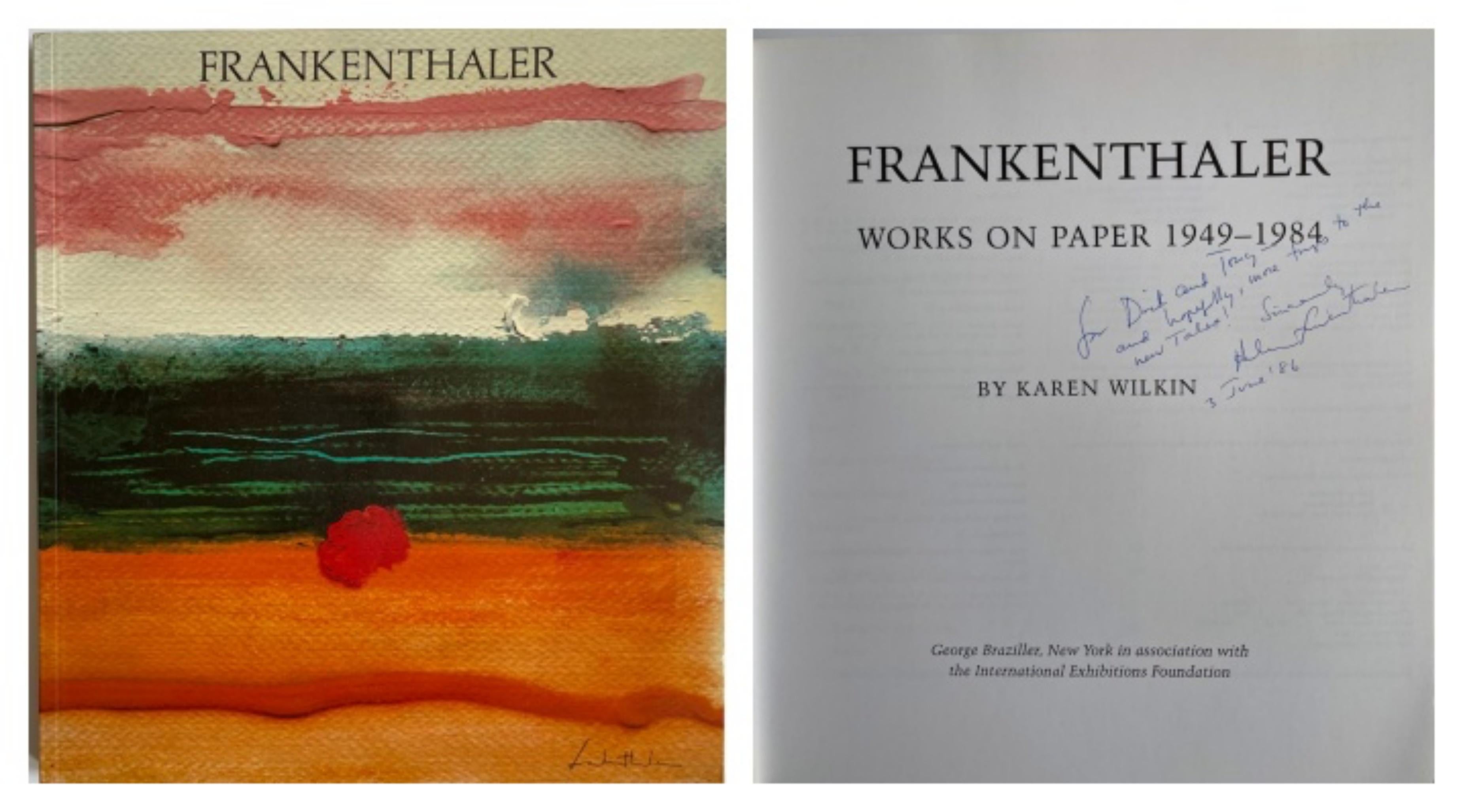 Livre : Works on Paper 1949-1984 (signé à la main et inscrit par Helen Frankenthaler)