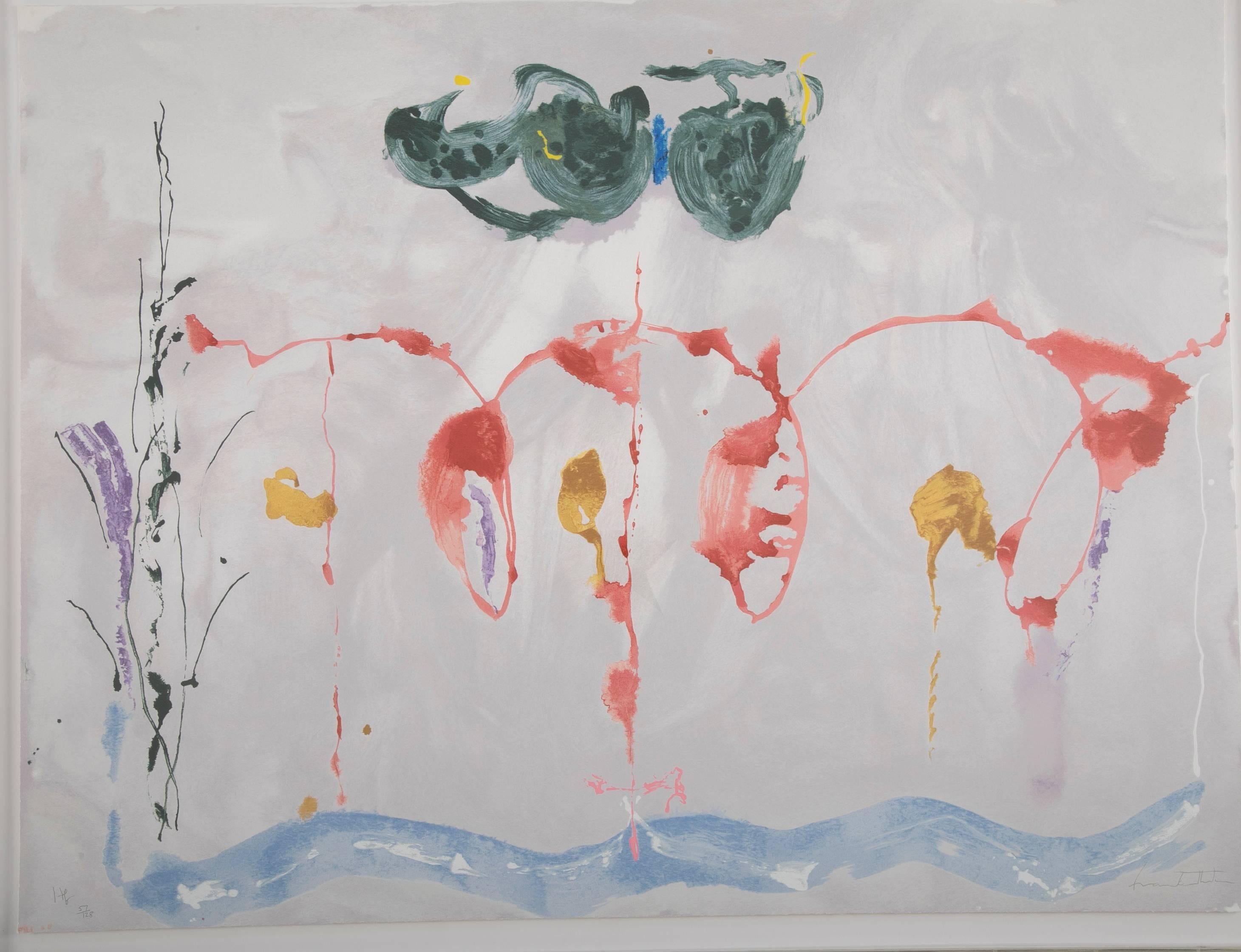 A Serigraph print by Helen Frankenthaler, circa 2009. Full sheet with deckled edge and full bleed to edges. Initialled and numbered 57 from the edition of 128 aside from 20. Artist proofs published by Lincoln centre. Printed by Brand X