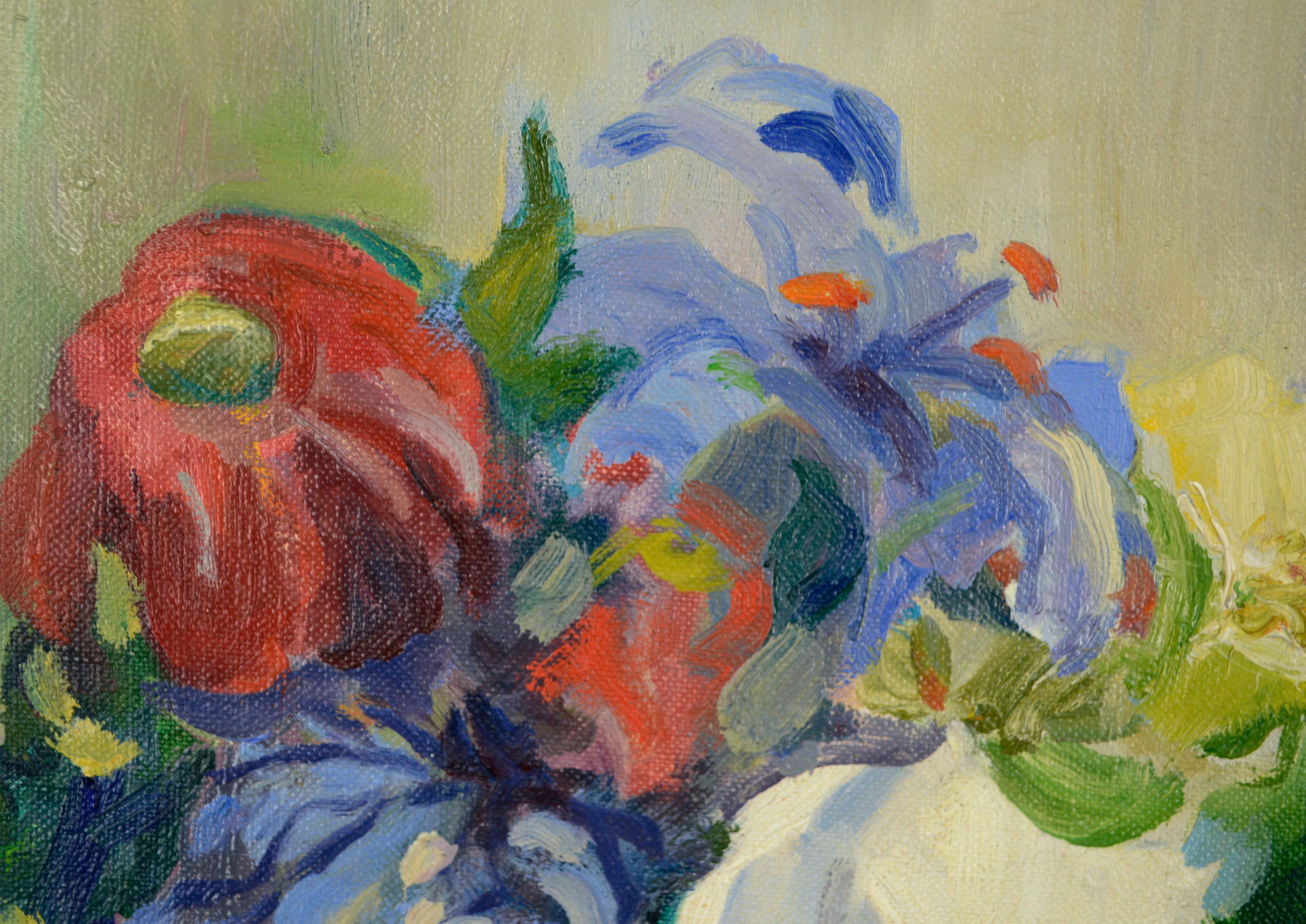 Spring Bouquet, Mid Century Floral Still-Life - Brown Still-Life Painting by Helen Gapen Oehler