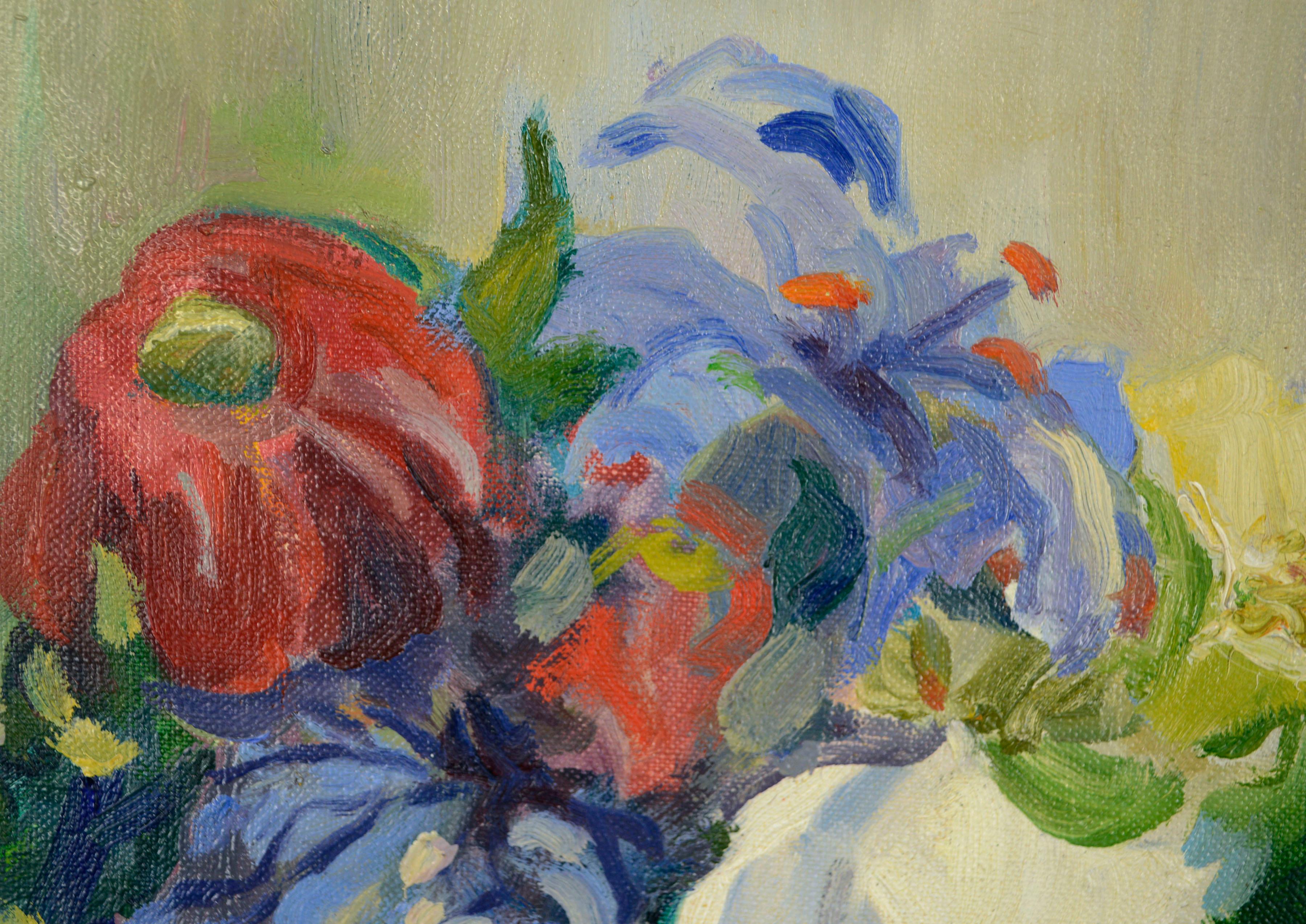 Bouquet de printemps, nature morte florale du milieu du siècle dernier  en vente 2