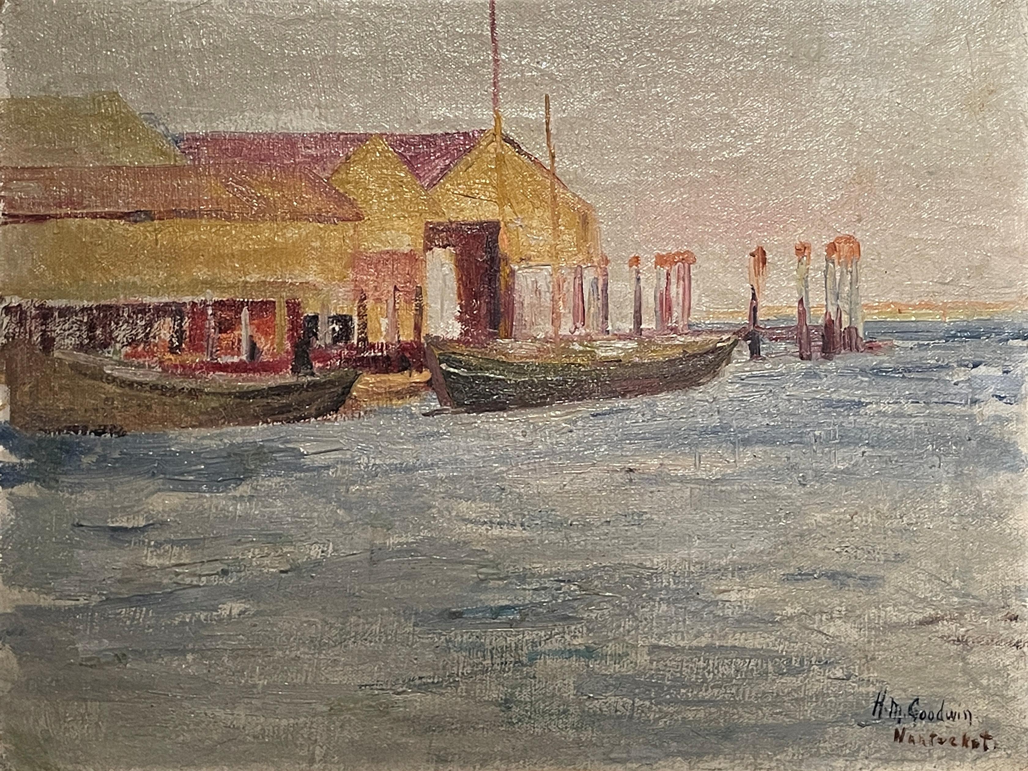 "Nantucket, Massachusetts" Helen Goodwin, Impresionismo americano Muelles en el puerto