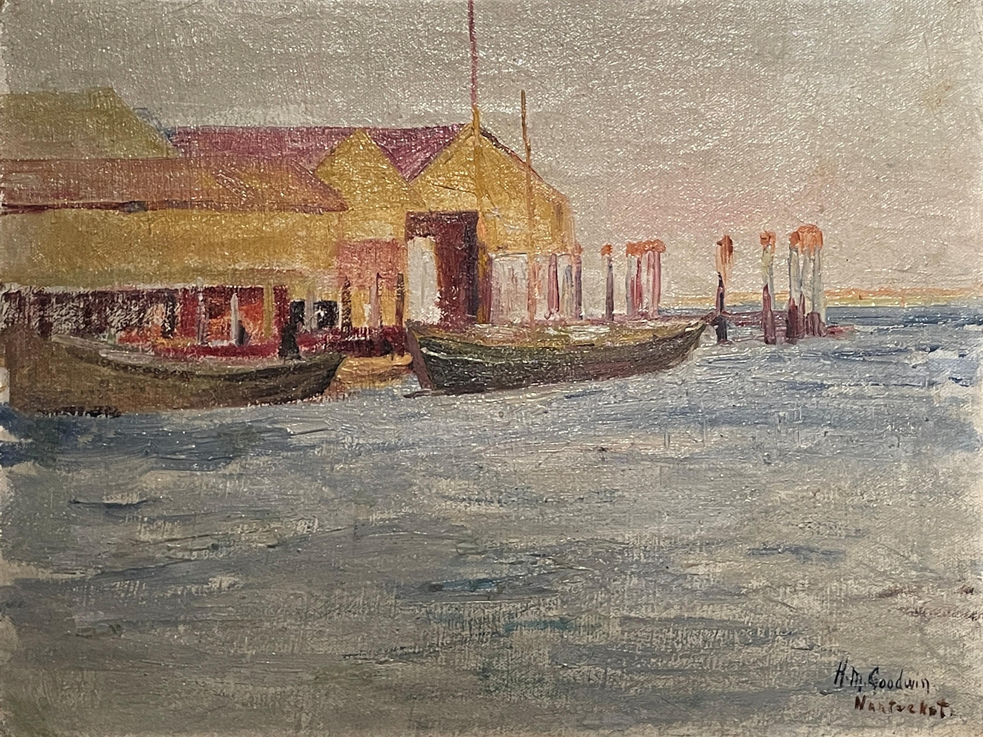 Helen Goodwin, American Impressionism Docks at Harbor, „Nantucket, Massachusetts“