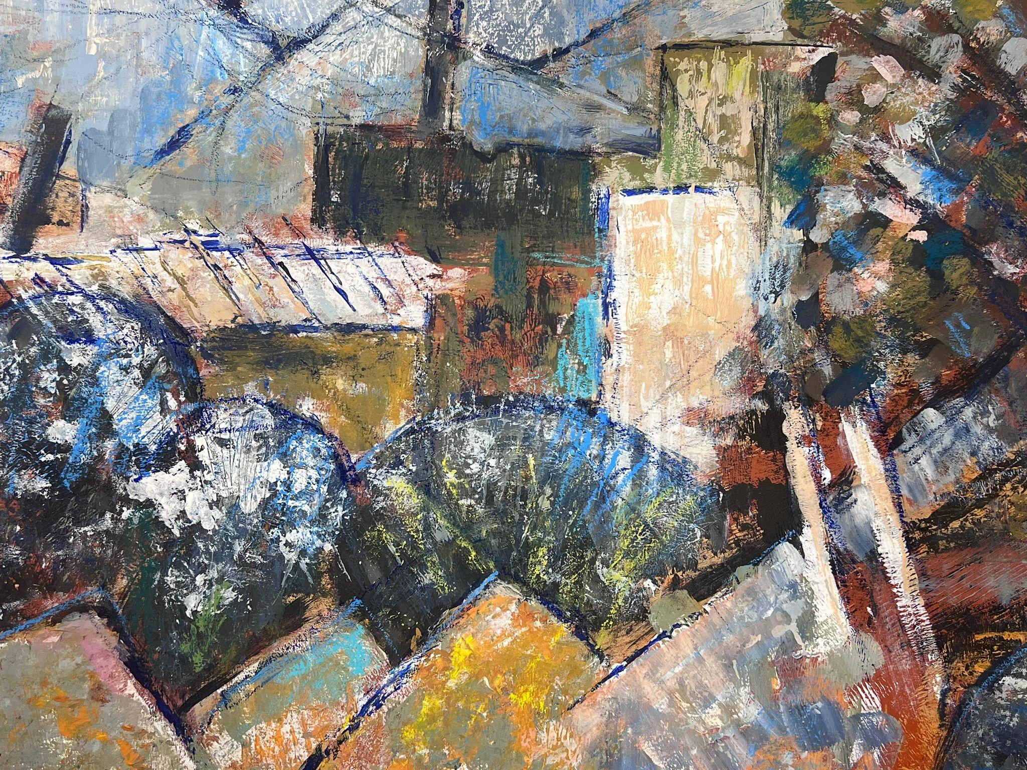 20th Century British Modernist Abstract Painting Town Roof Tops  For Sale 3