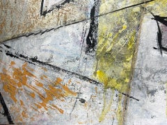 20th Century British Modernist Abstract Yellow and Grey Shapes
