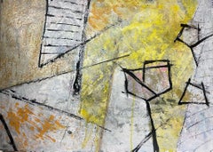 20th Century British Modernist Abstract Yellow and Grey Shapes