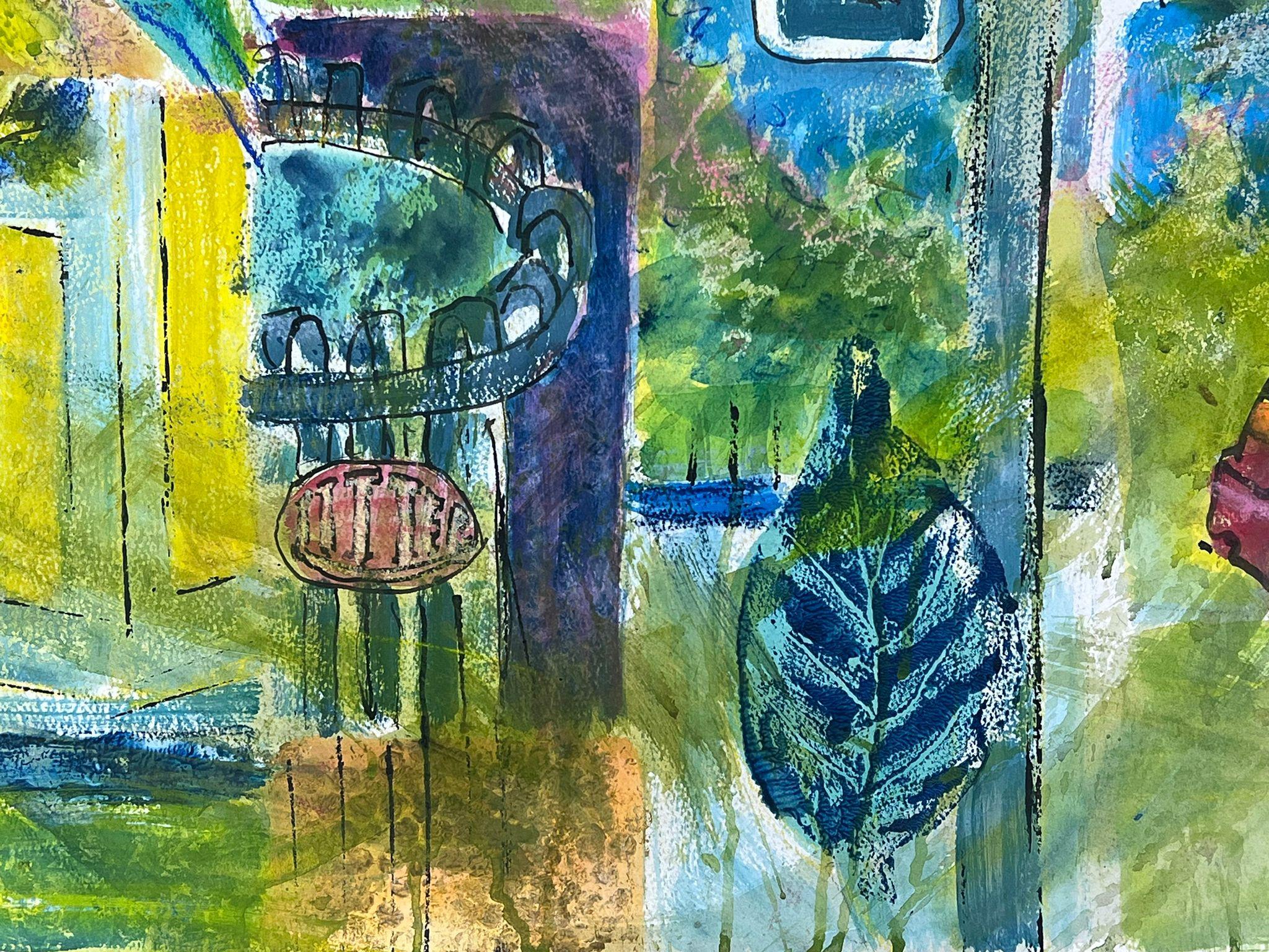 Britisches modernistisches Gemälde des 20. Jahrhunderts, Traffic Light Town, farbenfrohes, abstraktes Gemälde (Impressionismus), Painting, von Helen Greenfield