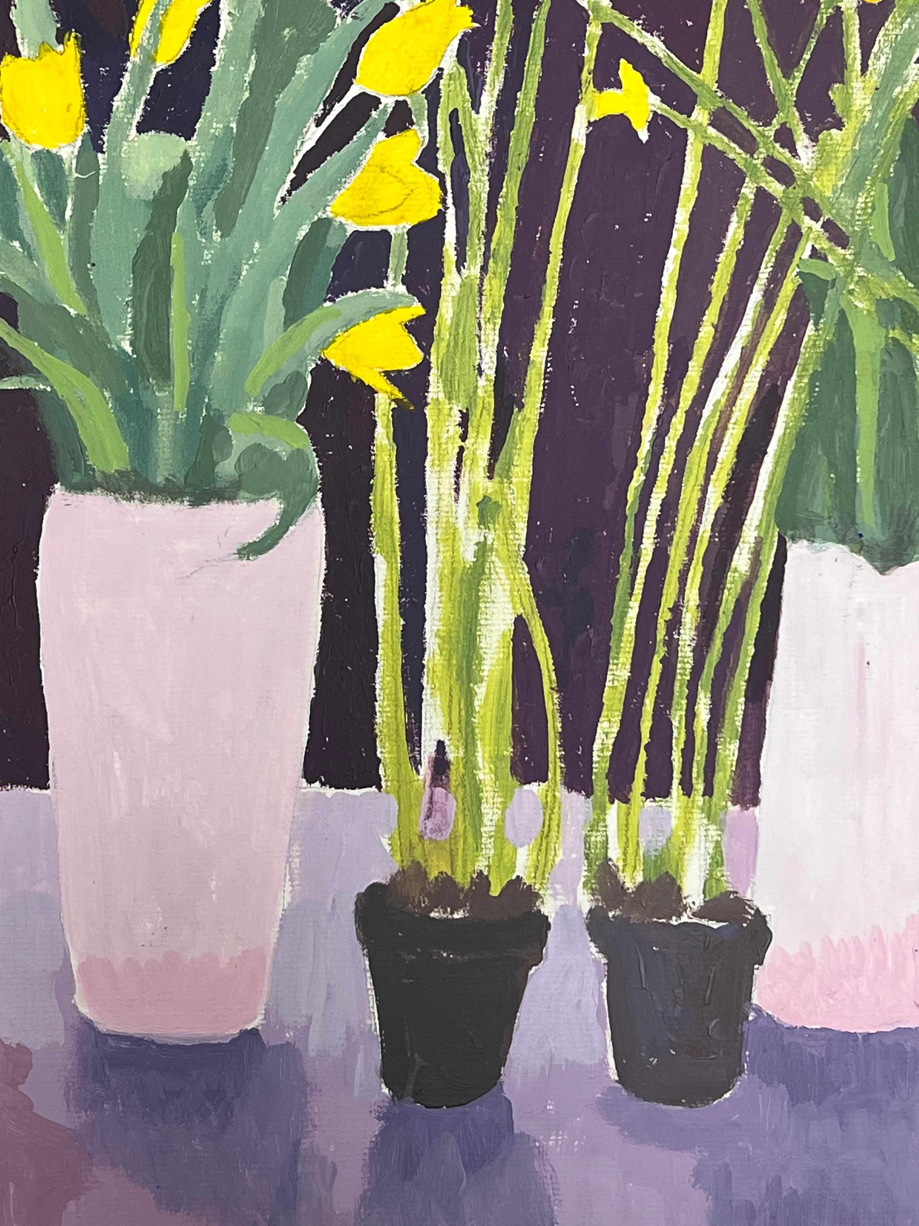 Narcisos y Tulipanes Amarillos Brillantes 
de Helen Greenfield (británica, siglo XX) 
pintura al gouache sobre papel de artista, sin enmarcar
papel de artista: 23 x 15,5 pulgadas
estado: en general muy bueno
procedencia: todos los cuadros que