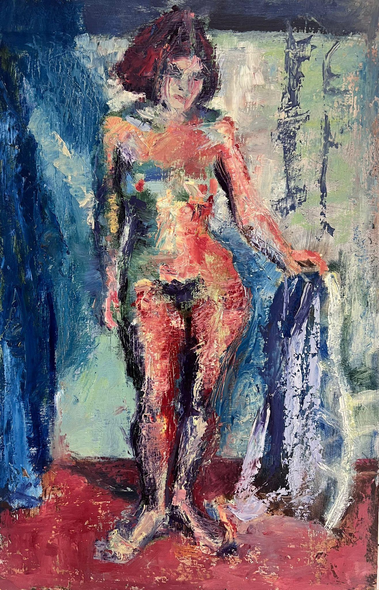 Posed Nude Model
by Helen Greenfield (British 20th century)
oil painting on board, un framed
board: 20 x 13 inches
condition: overall very good
provenance: all the paintings we have by this artist have come from their studio sale in England

Helen