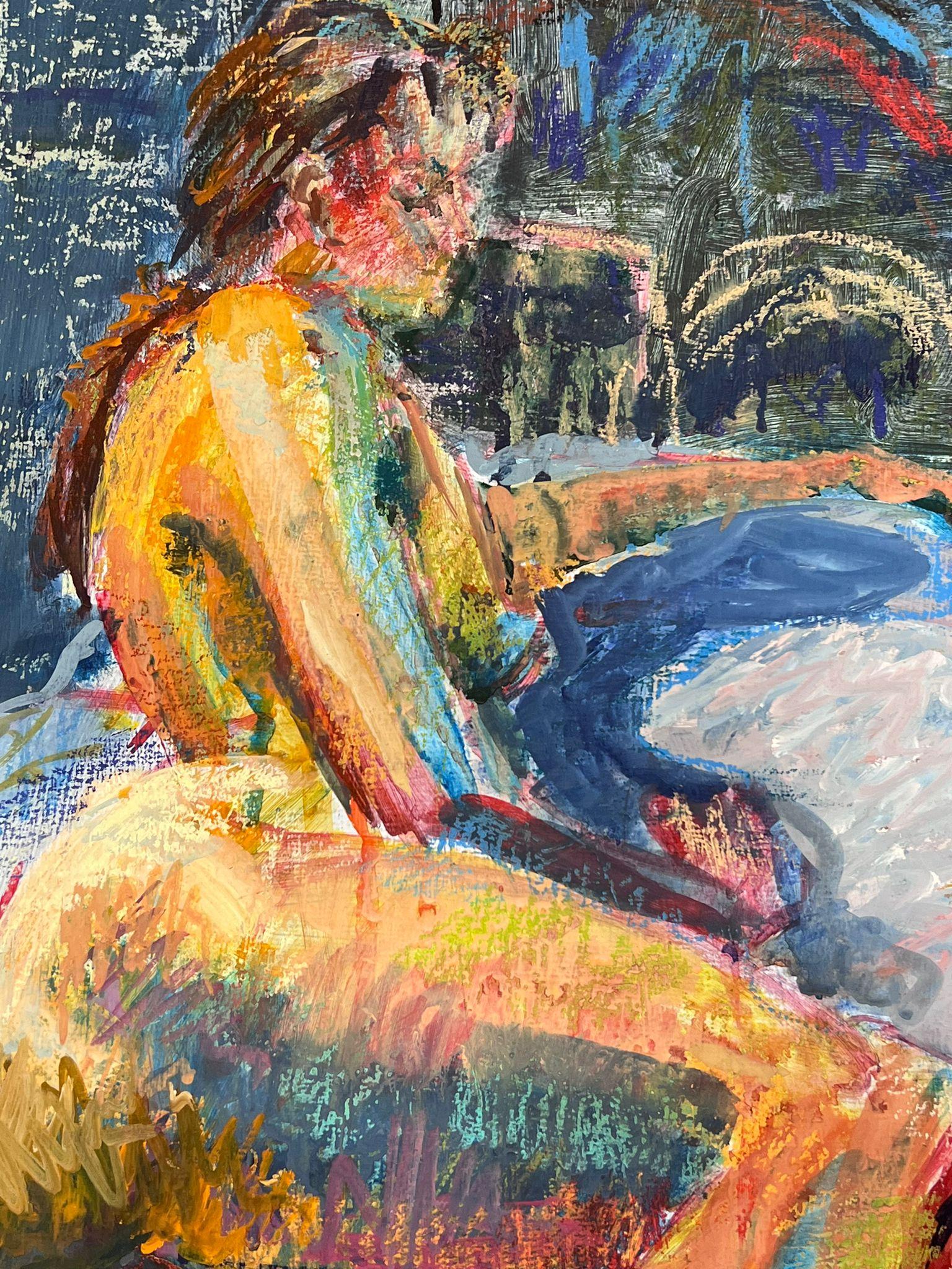 English Impressionist Oil Painting Nude Female Model Laying Down For Sale 3