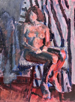  English Impressionist Ölgemälde Pink Artists Nude Model Posed On Bed