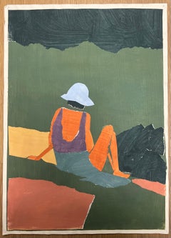 Figura che prende il sole a blocchi di colore Contemporary