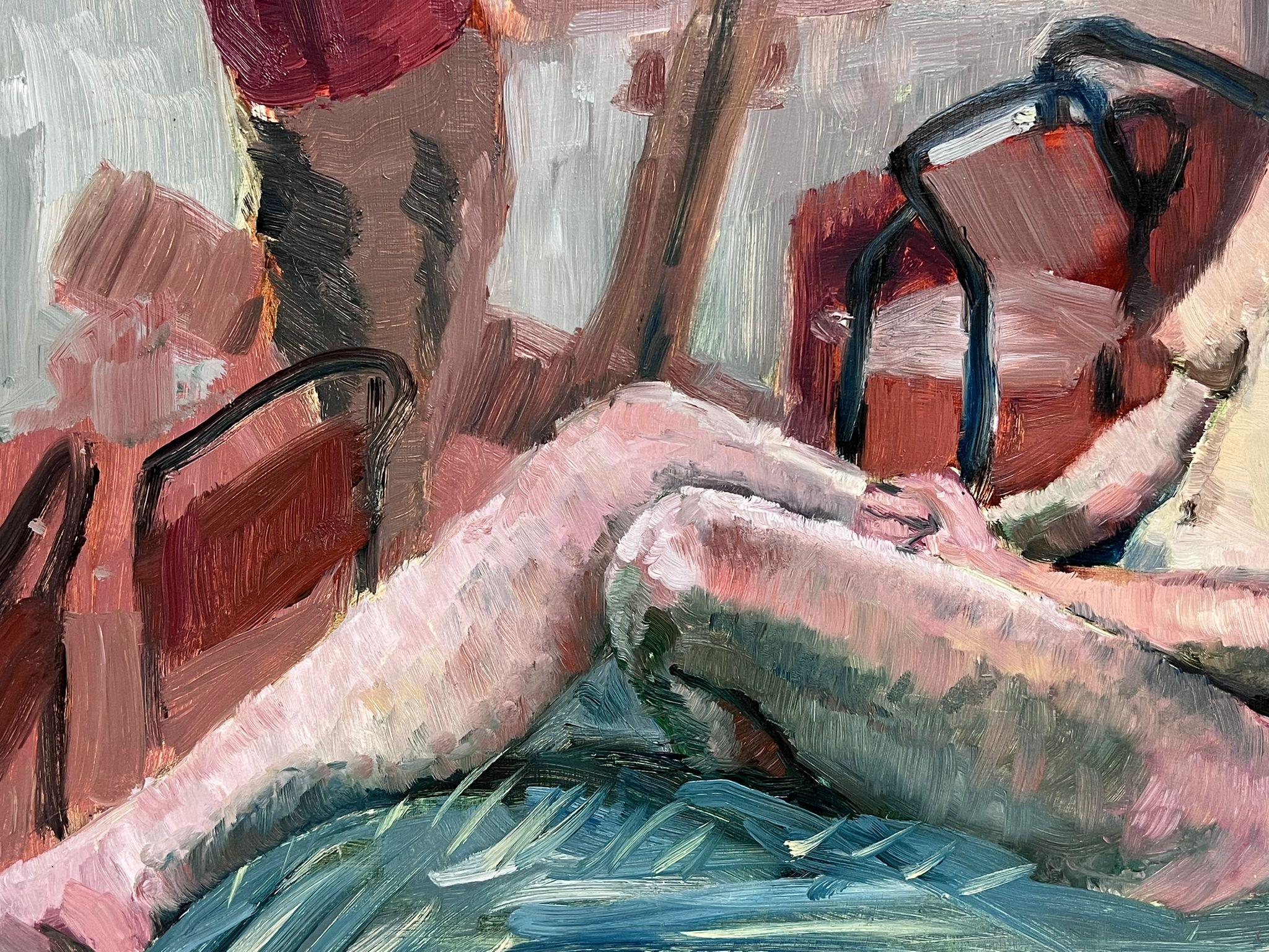 Modern British Oil Painting Nude Model Art Class Studio Atelier Interior Scene For Sale 2