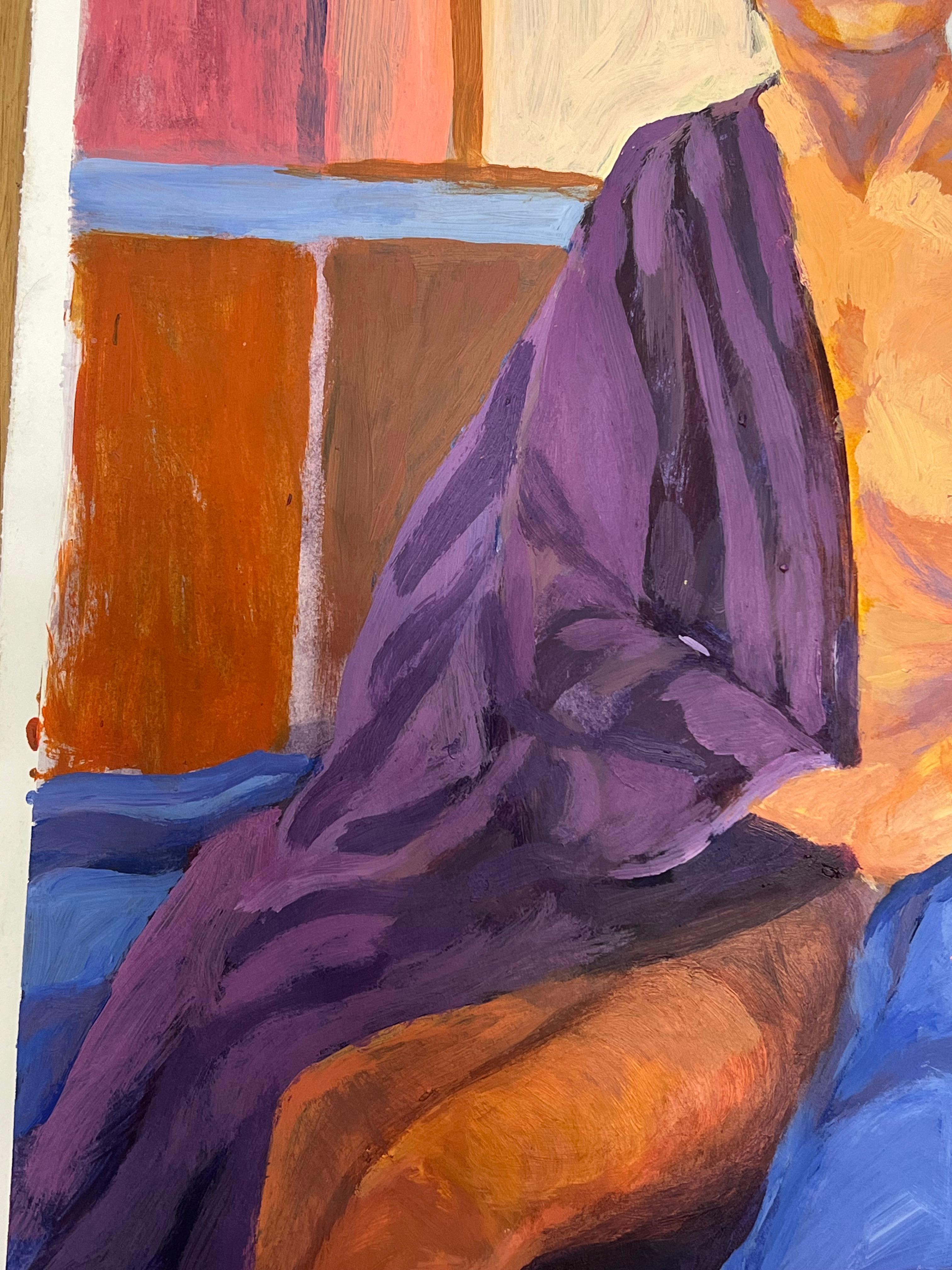Nude Lady In Purple A Study of Light and Form French Oil Painting For Sale 2