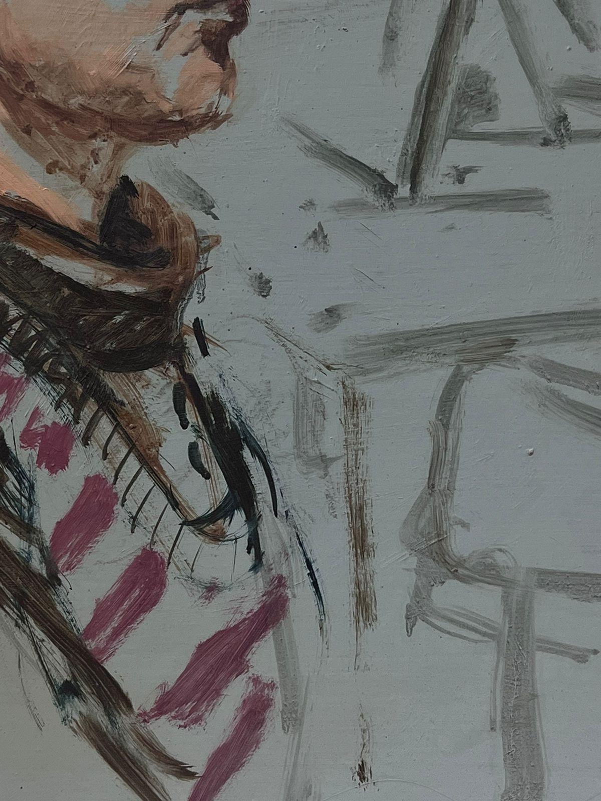 Ritratto di profilo laterale di una signora in uno studio d'arte Pittura ad olio britannica del XX secolo - Painting di Helen Greenfield
