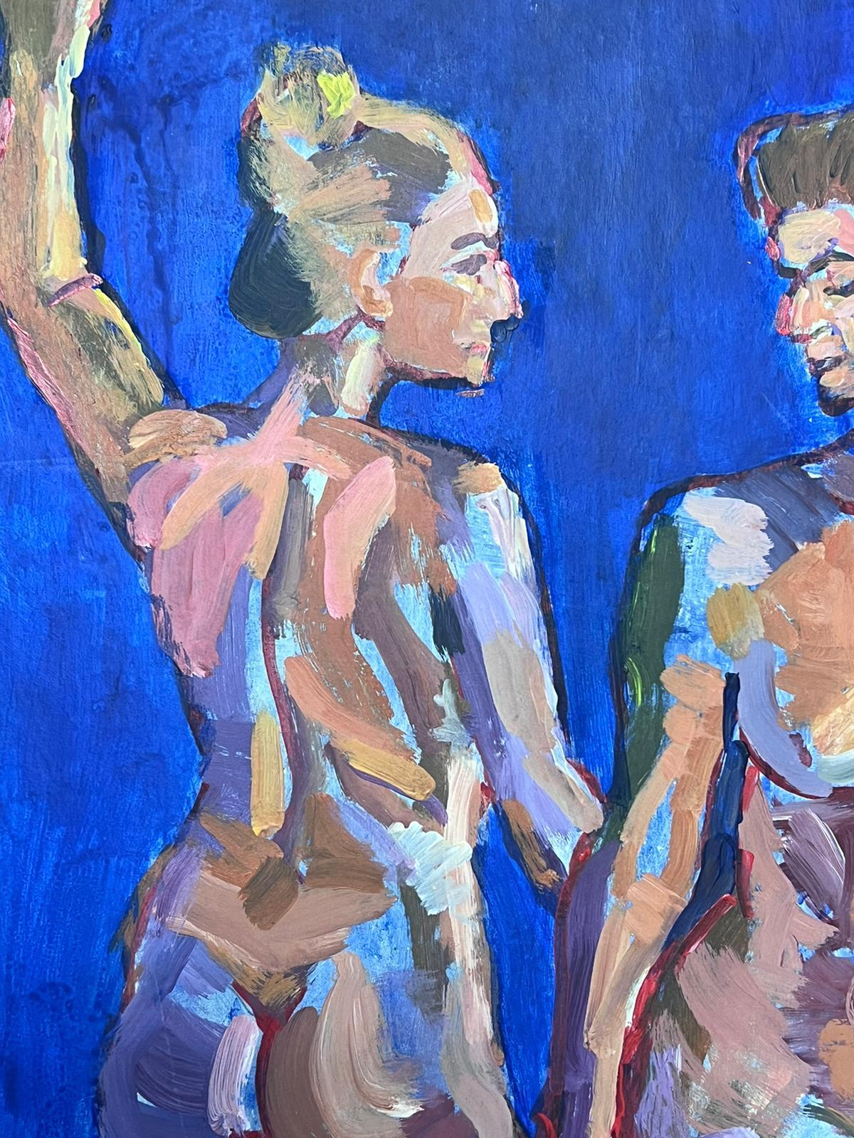 Trois femmes nues Grande peinture à l'huile contemporaine moderniste britannique en vente 2