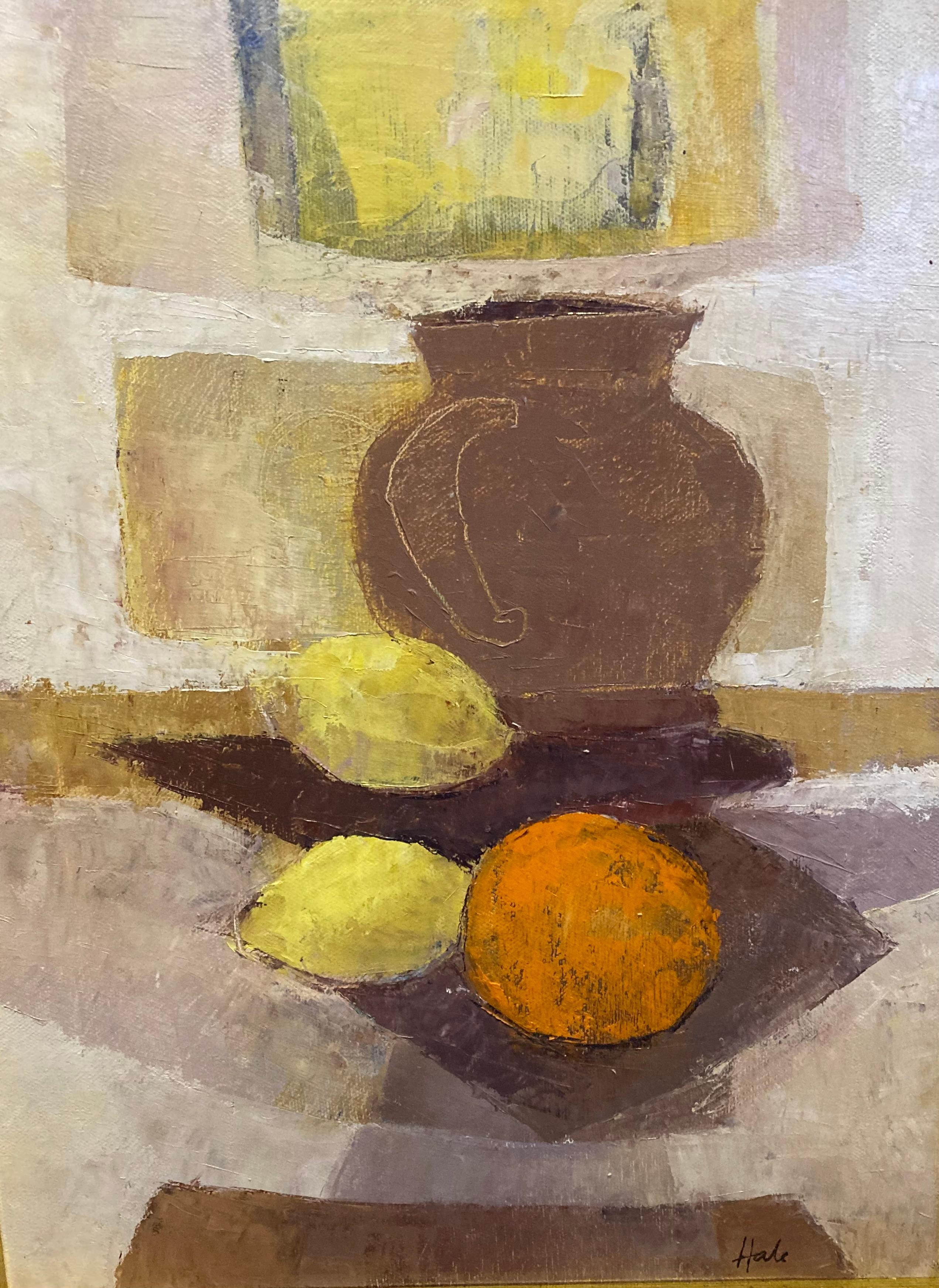 Still life with Lemons and Jug - Painting by Helen Hale