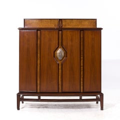 Helen Hobey Baker Mid Century Walnut and Burlwood Highboy Dresser