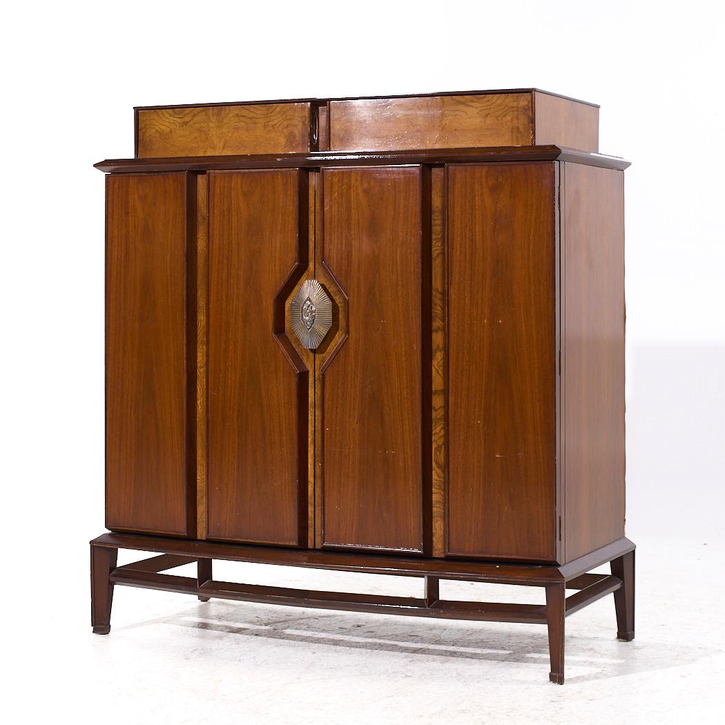 Mid-Century Modern Helen Hobey Baker Mid Century Walnut and Burlwood Highboy Dresser For Sale