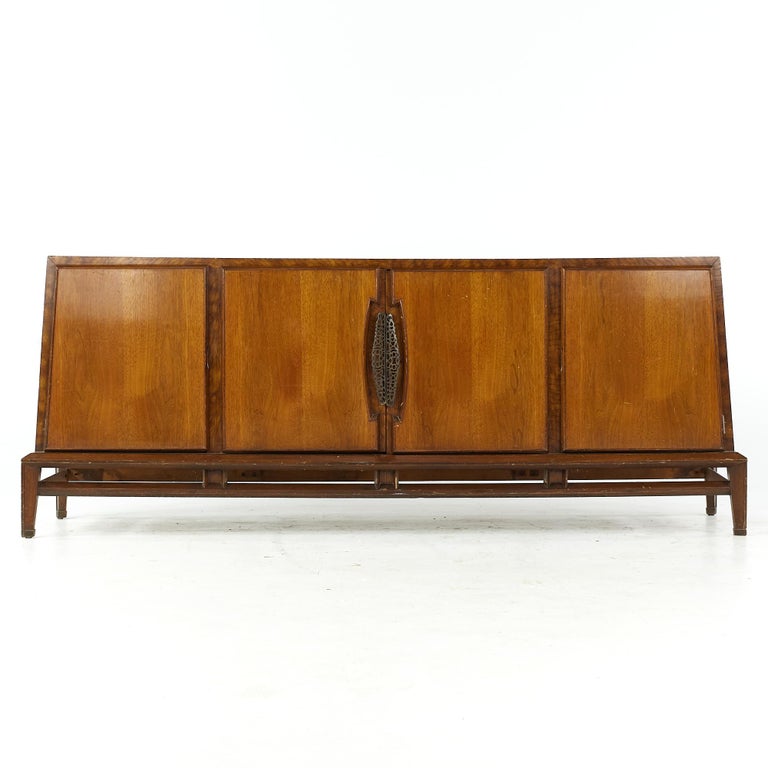 Helen Hobey Baker Midcentury Walnut and Burlwood Lowboy Dresser For