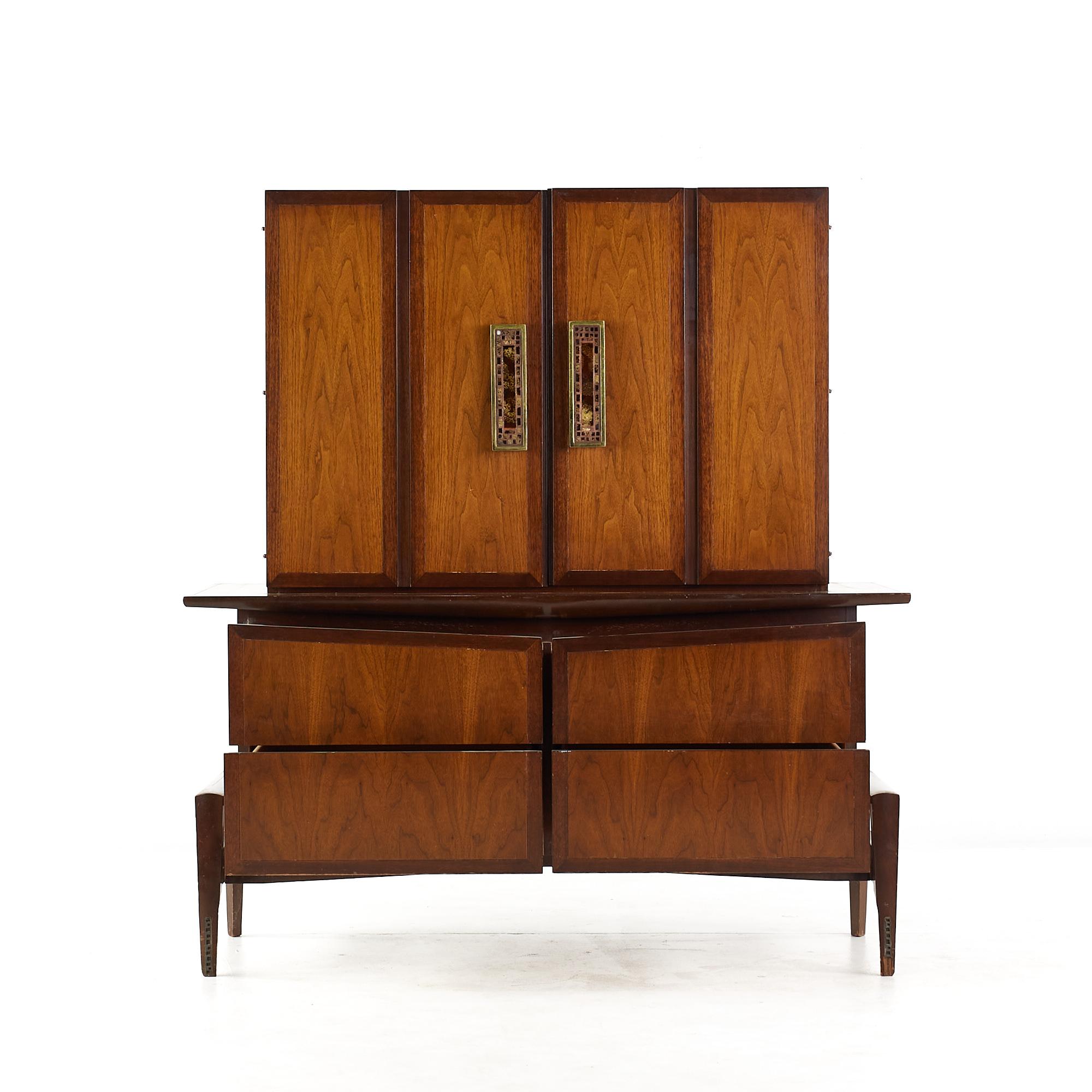 Helen Hobey Baker Mid Century Walnut Armoire Gentlemans Chest For Sale