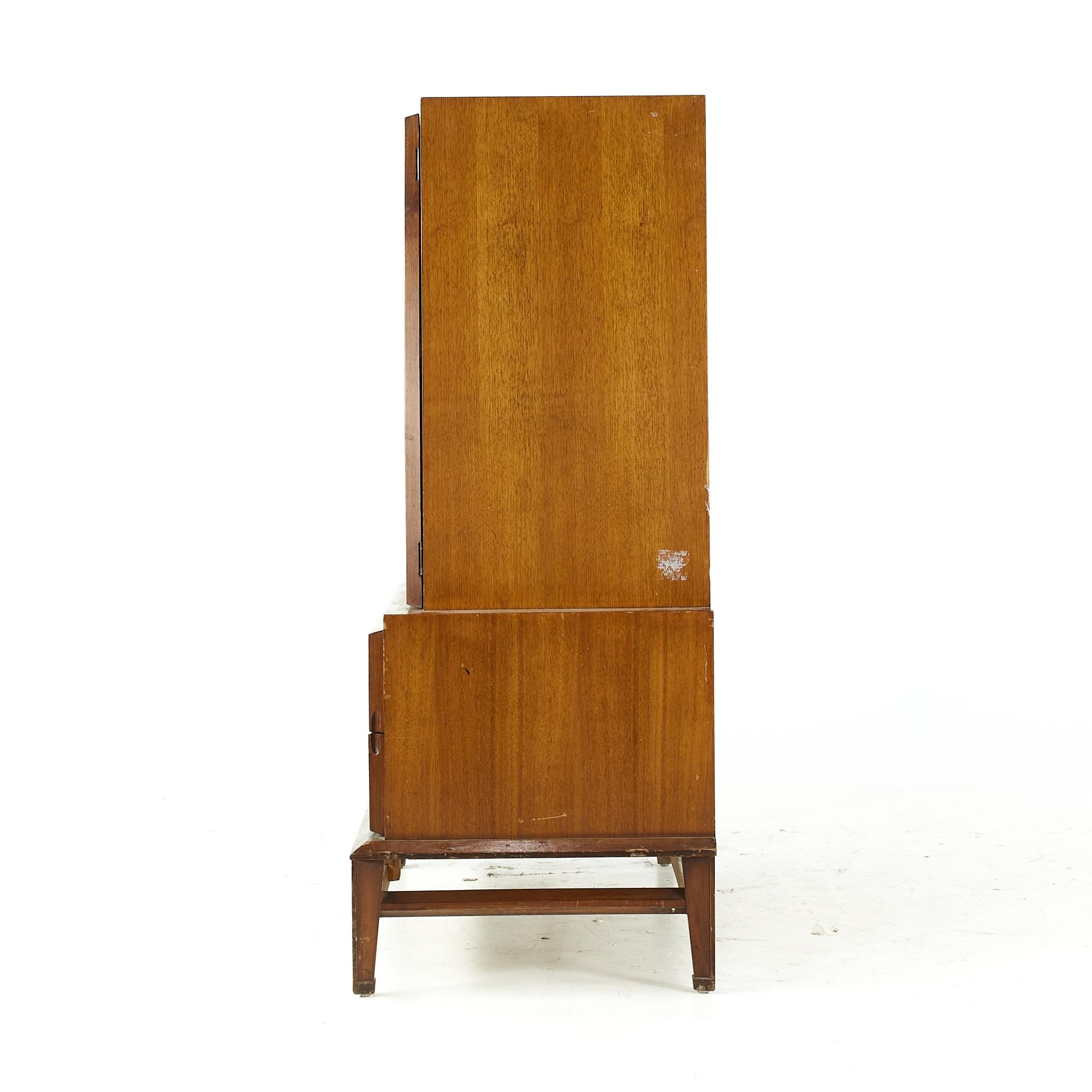 Helen Hobey Baker Midcentury Walnut Brutalist Armoire In Good Condition For Sale In Countryside, IL