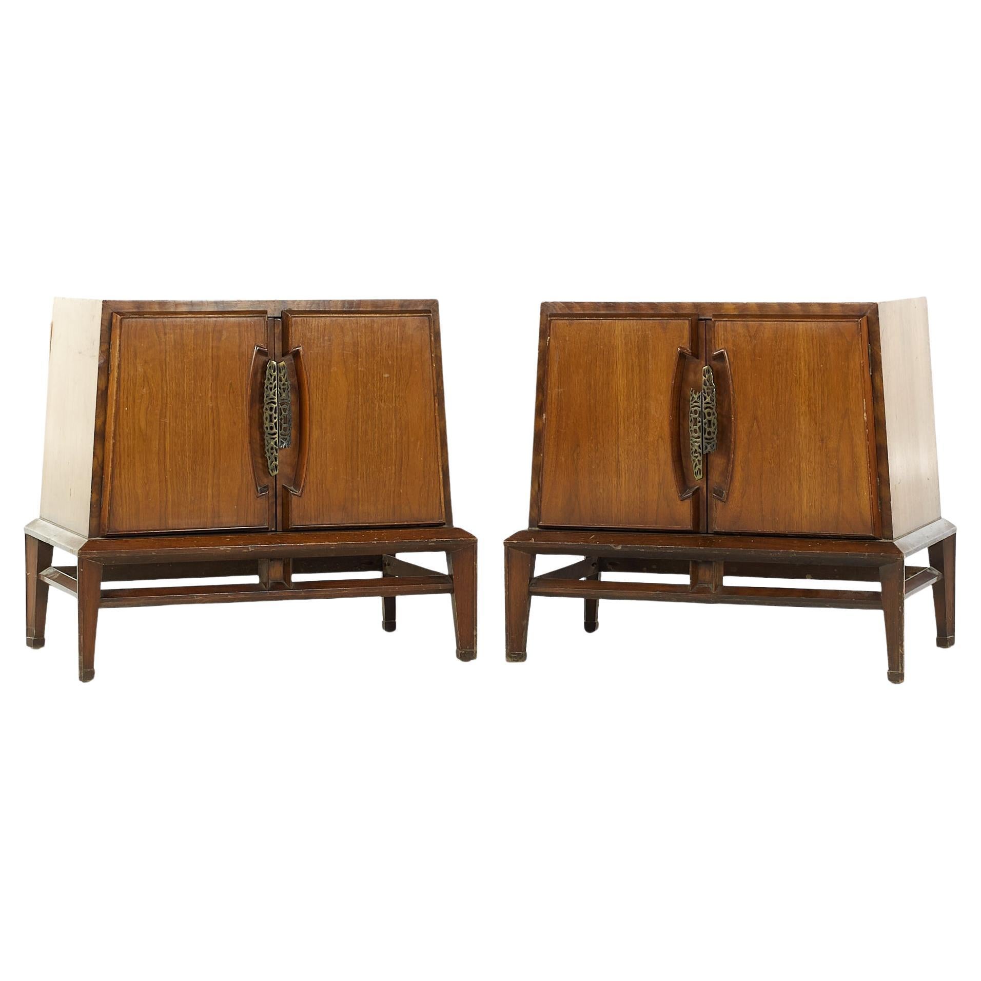 Helen Hobey Baker Midcentury Walnut Nightstands, Pair For Sale