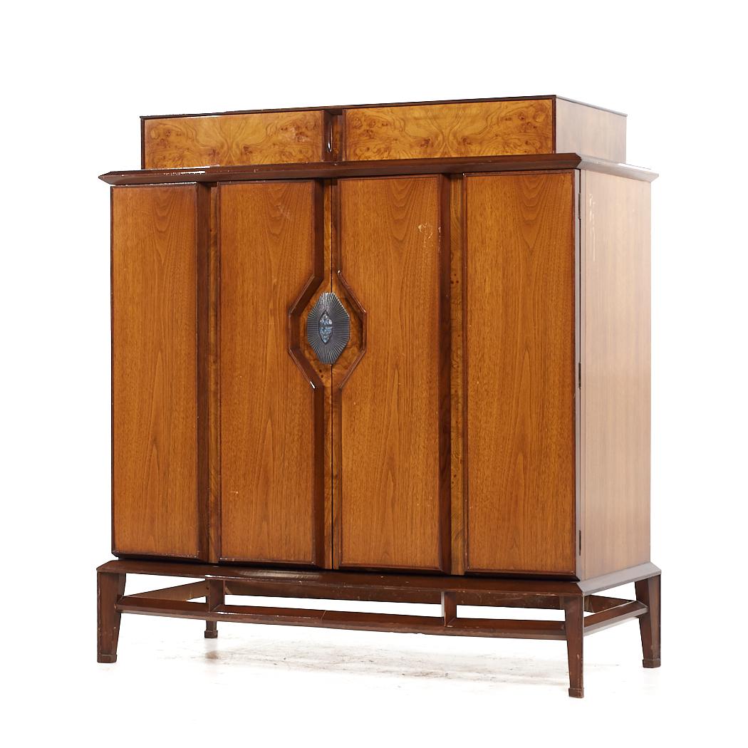 Mid-Century Modern Helen Hobey for Baker Mid Century Walnut Highboy Dresser For Sale