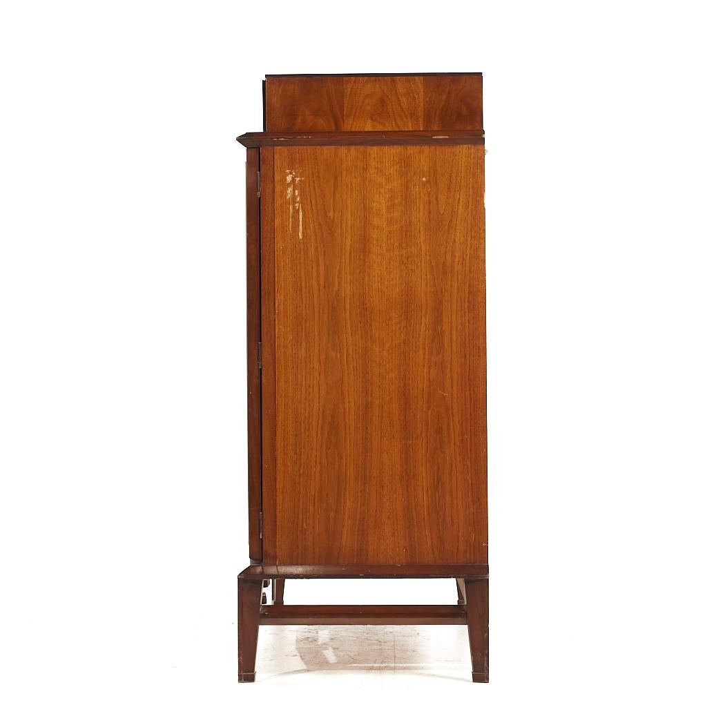 Helen Hobey for Baker Mid Century Walnut Highboy Dresser In Good Condition For Sale In Countryside, IL