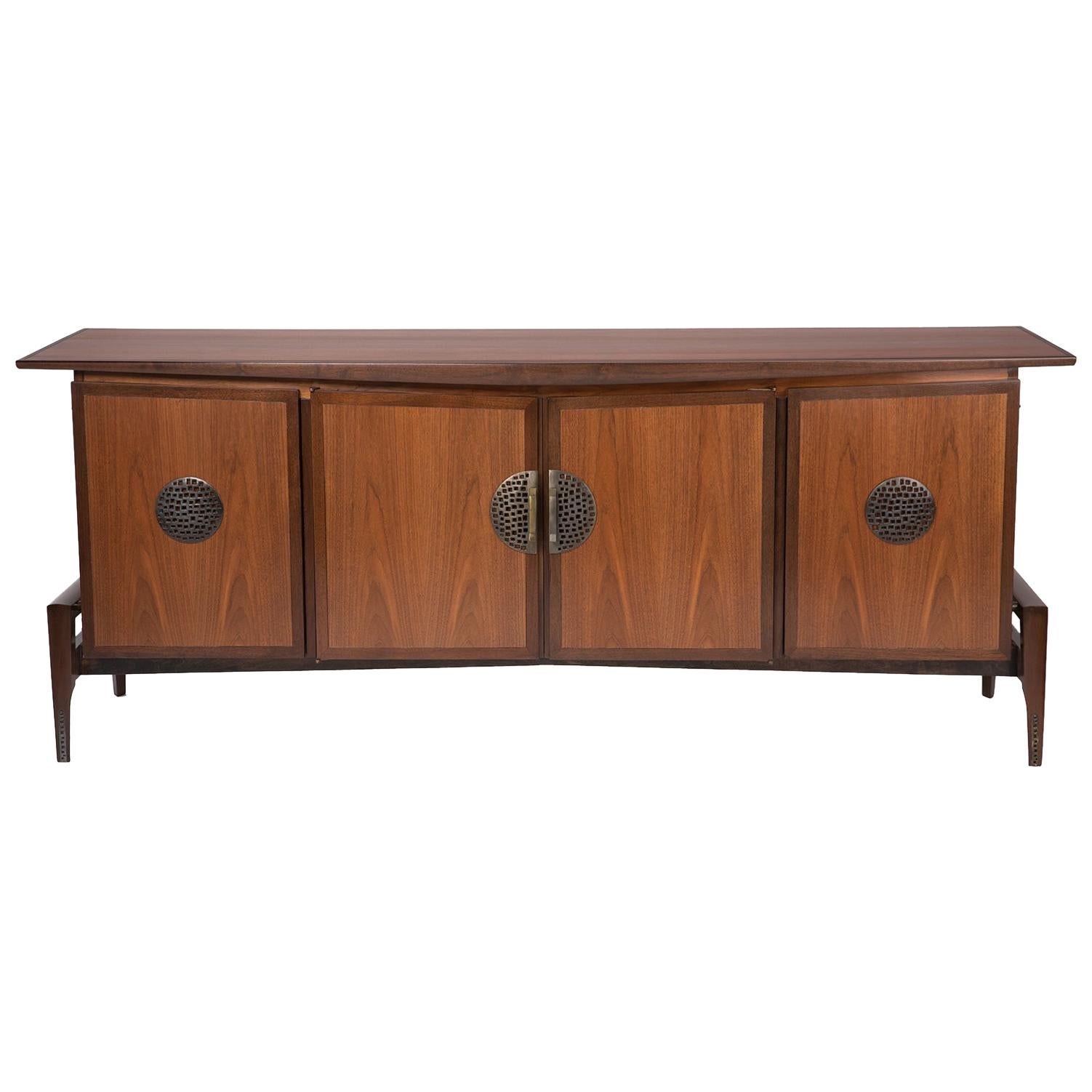 Helen Hobey for Baker Walnut and Bronze Credenza